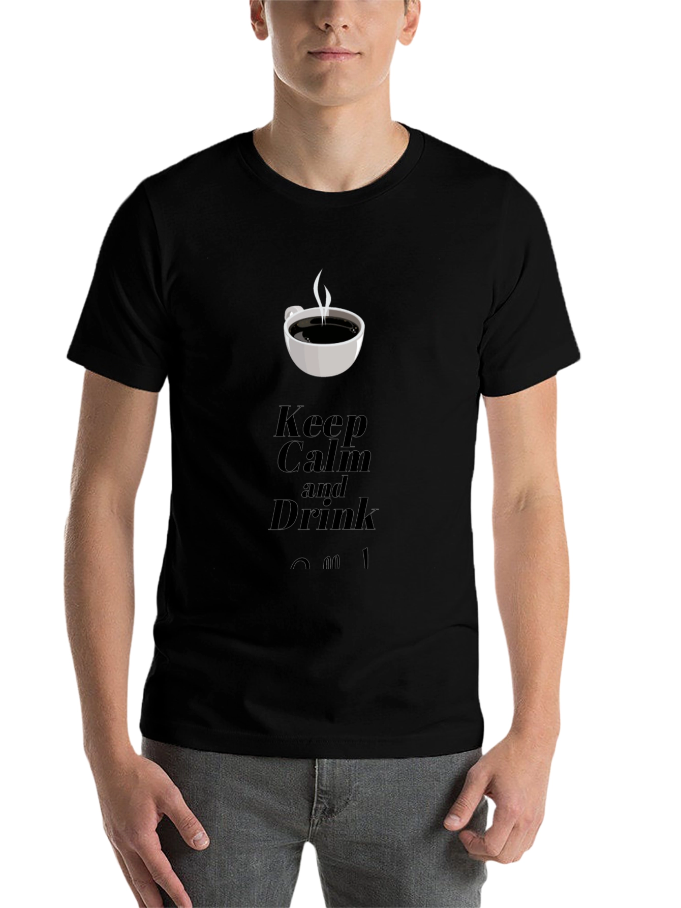 Black Keep Calm and Drink Coffee Graphic T-Shirt view 7