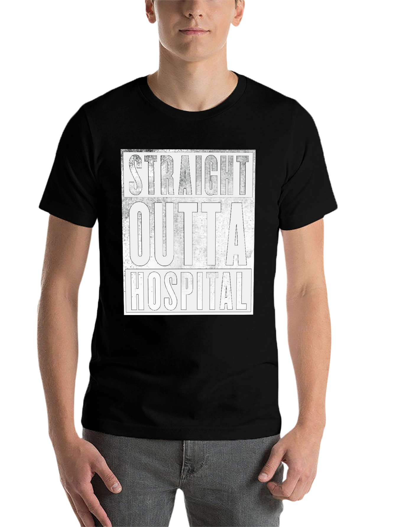 Black Straight Outta Hospital Graphic Tee view 7
