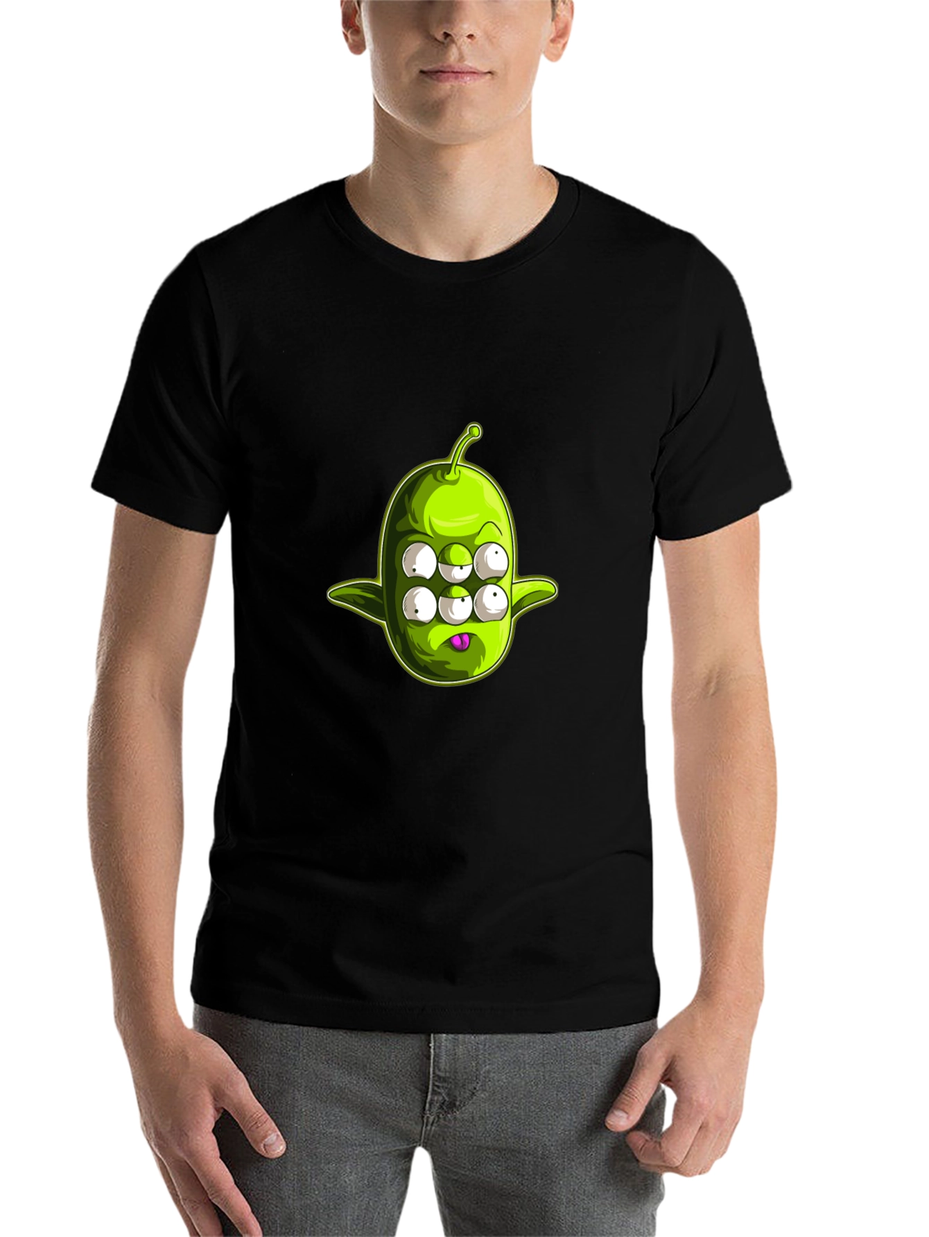 Black Six-Eyed Alien Graphic Tee - Men's Black T-Shirt view 7