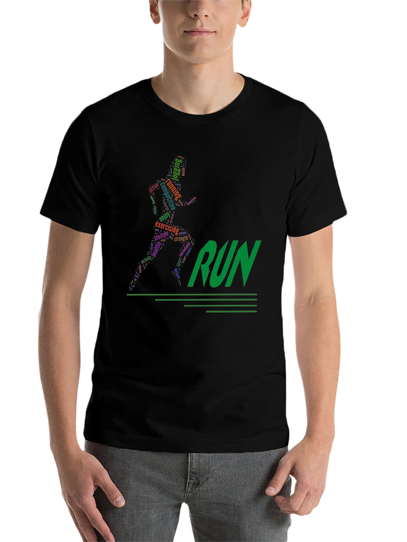 Black Run Word Art Graphic Tee view 7