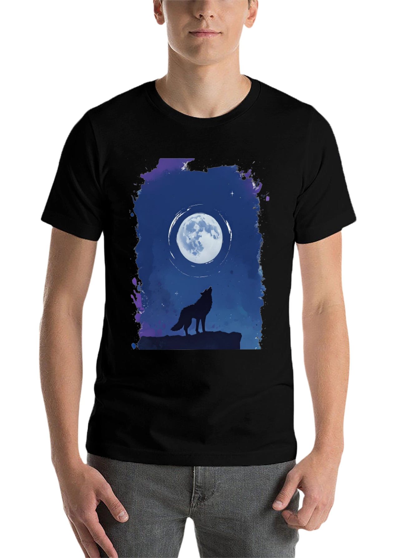 Black Wolf Moon Graphic T-Shirt - Black view 7