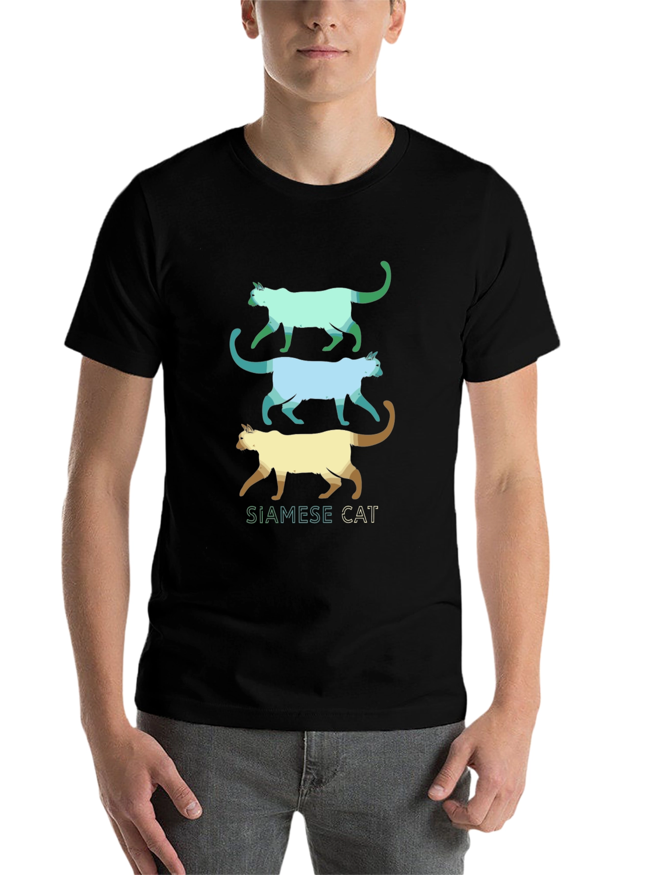 Black Siamese Cat T-Shirt - Cool Cat Design view 7