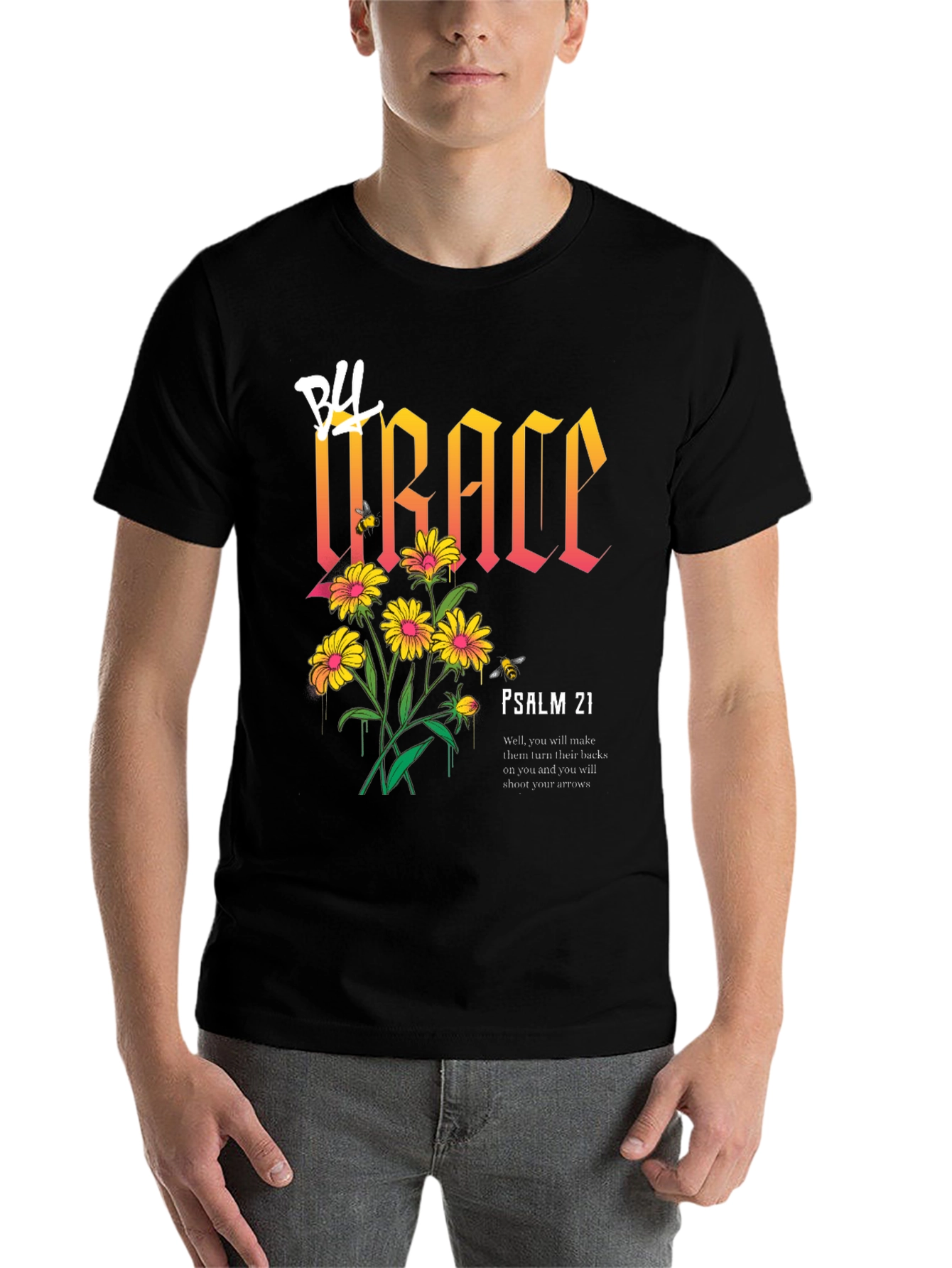 Black Grace Floral Graphic Print T-Shirt view 7