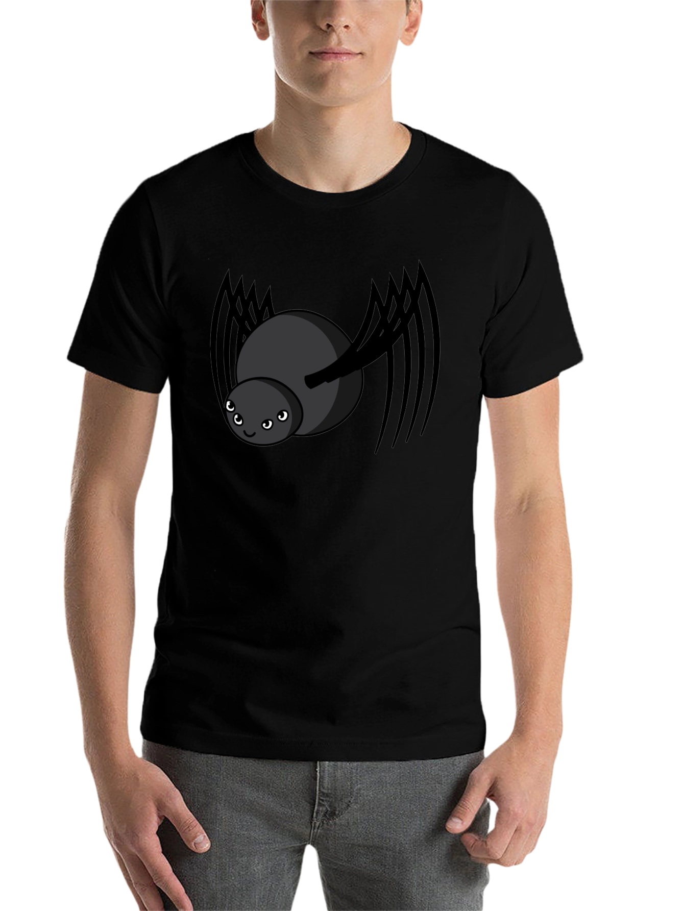 Black Cute Spider Graphic Black T-Shirt view 7