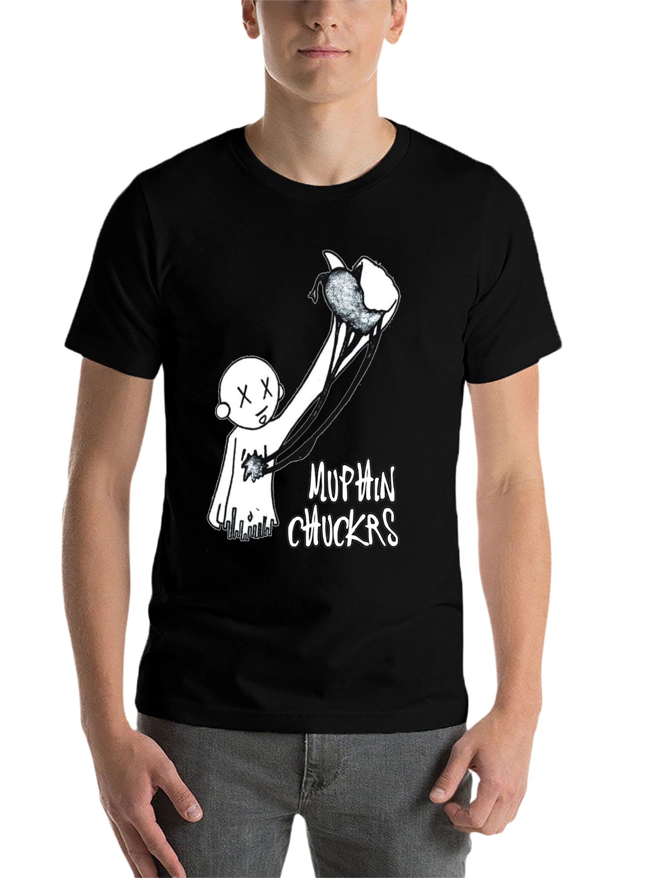 Black Muffin Chuckers Graphic Tee - Unique Design view 7