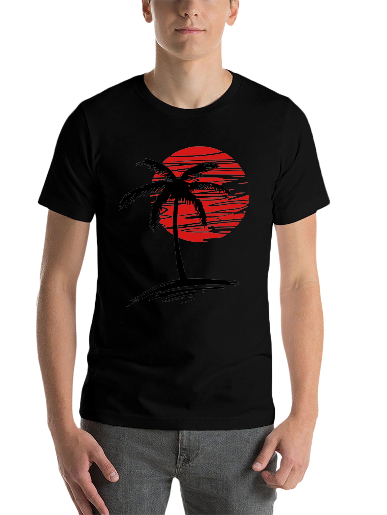 Black Sunset Palm Tree Graphic T-Shirt - Tropical Vibe view 7