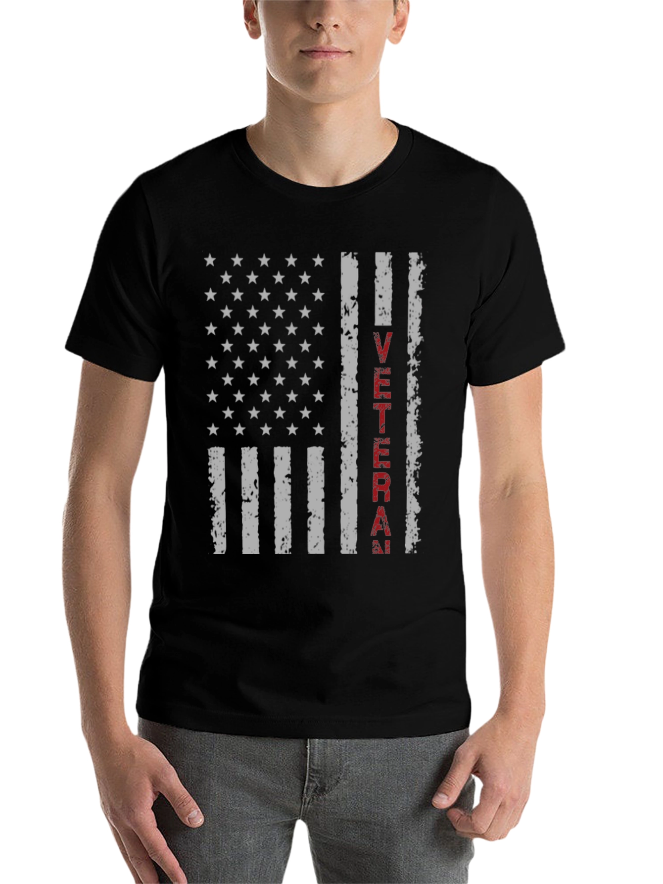 Black Veteran Flag Graphic T-Shirt view 7
