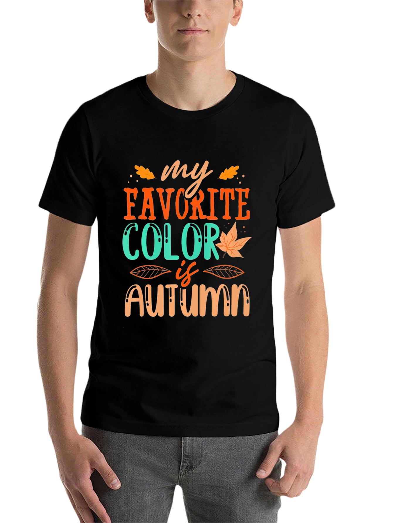Black My Favorite Color is Autumn T-Shirt view 7