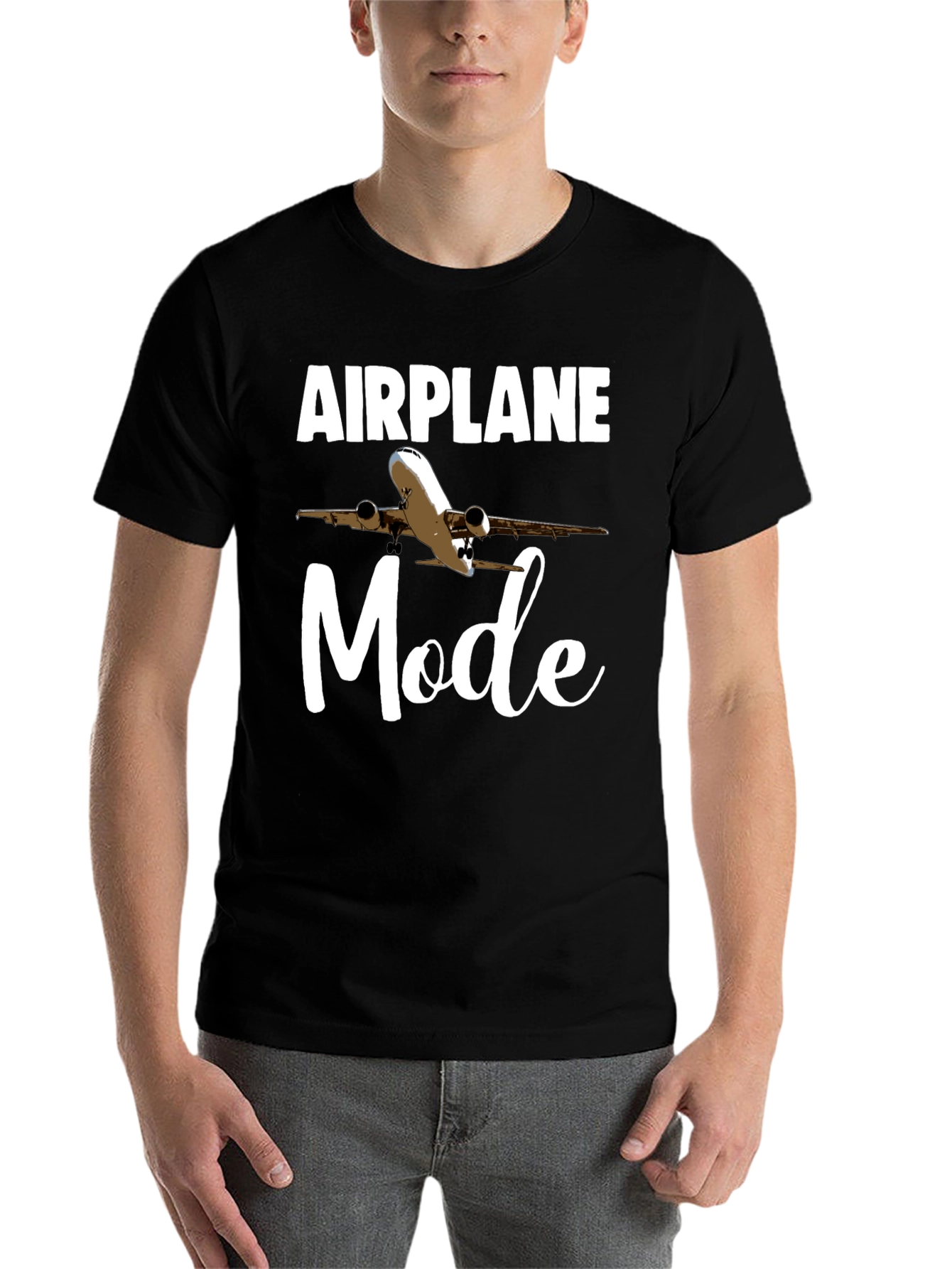 Black Airplane Mode T-Shirt | Funny Travel Tee view 7