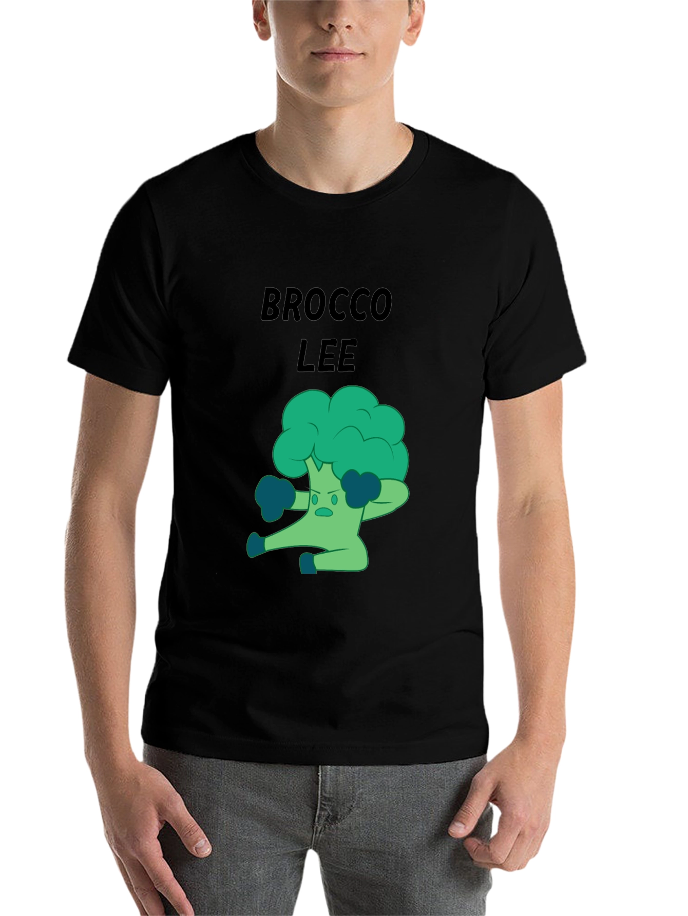 Black Brocco Lee T-Shirt - Funny Vegetable Boxer view 7
