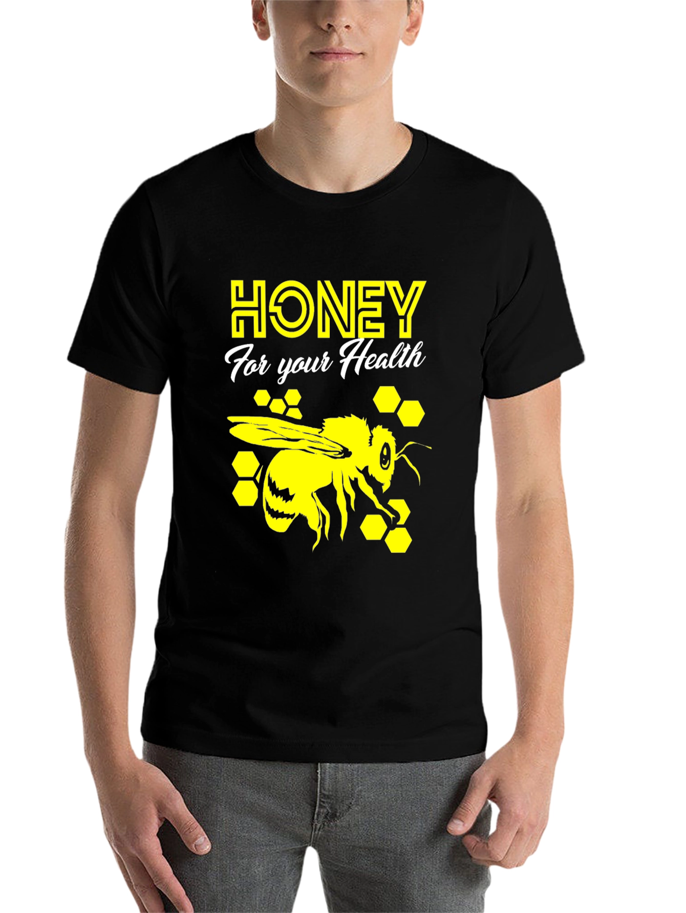 Black Honey Bee Health T-Shirt - Graphic Print Tee view 7