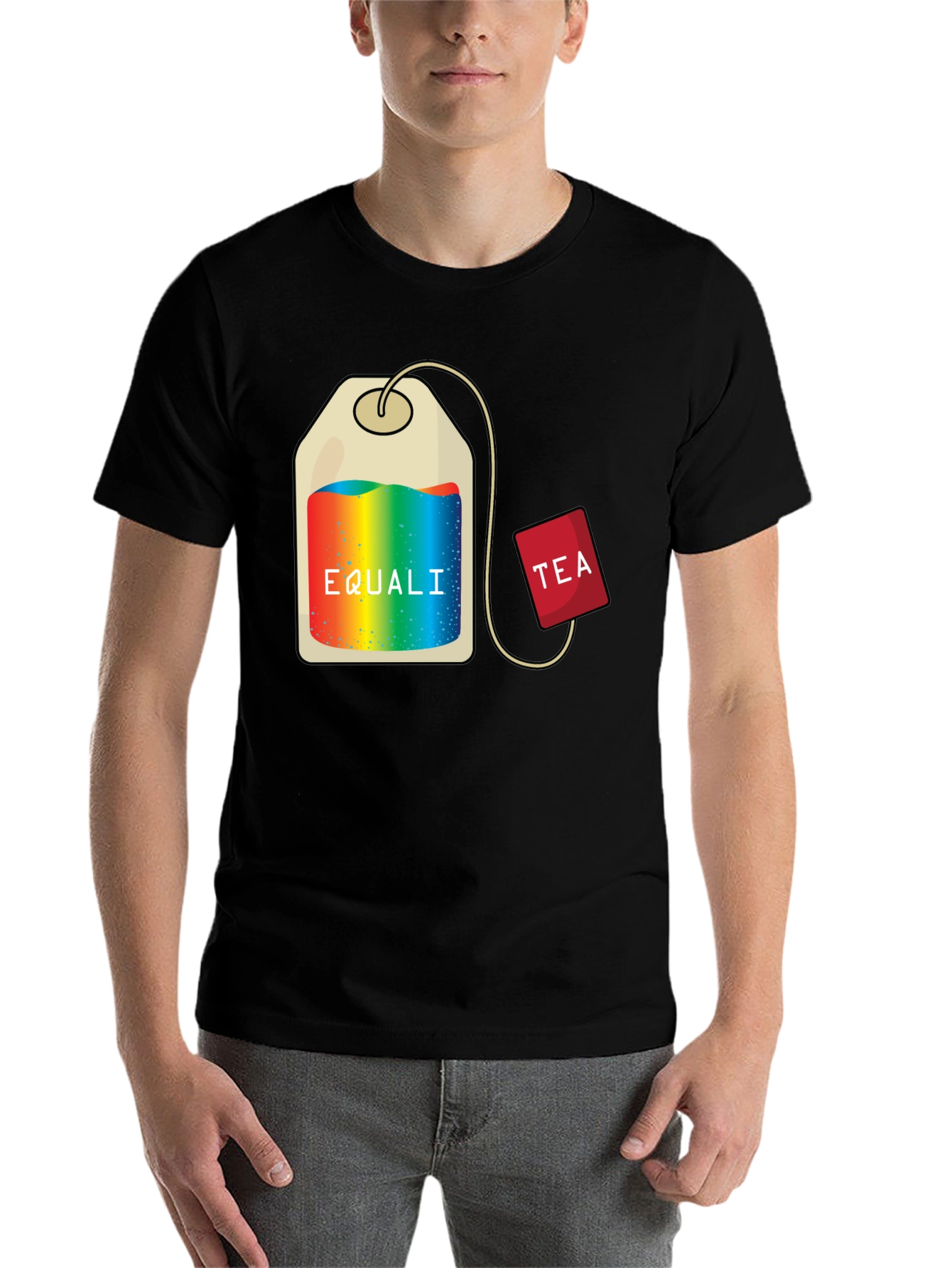 Black Equality Tea T-Shirt - Pride Rainbow Bag Tee view 7