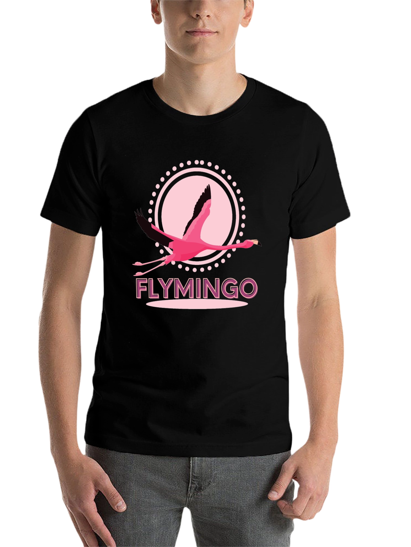 Black Flymingo T-Shirt - Pink Flamingo Graphic Tee view 7