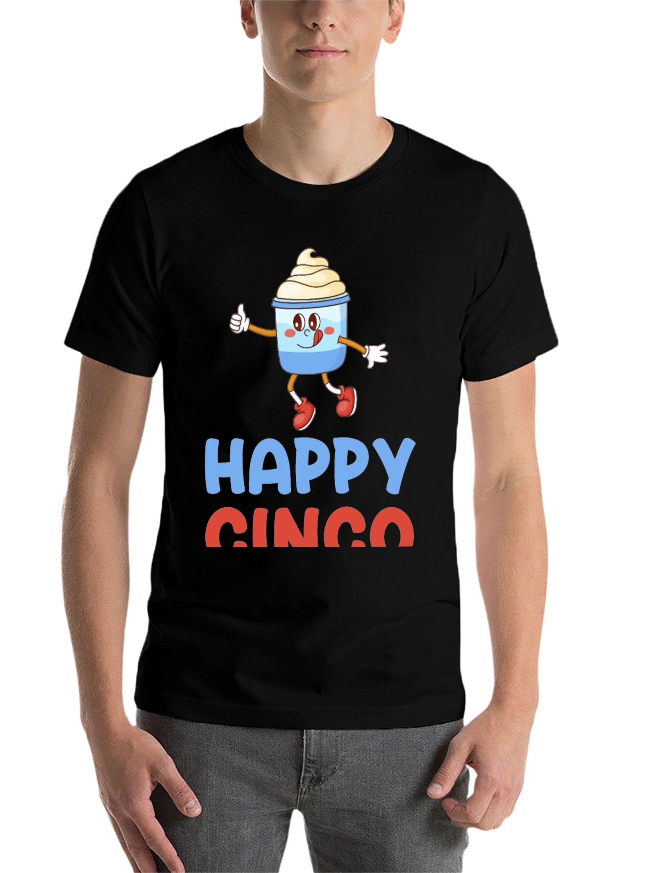 Black Happy Cinco Cartoon T-Shirt view 7