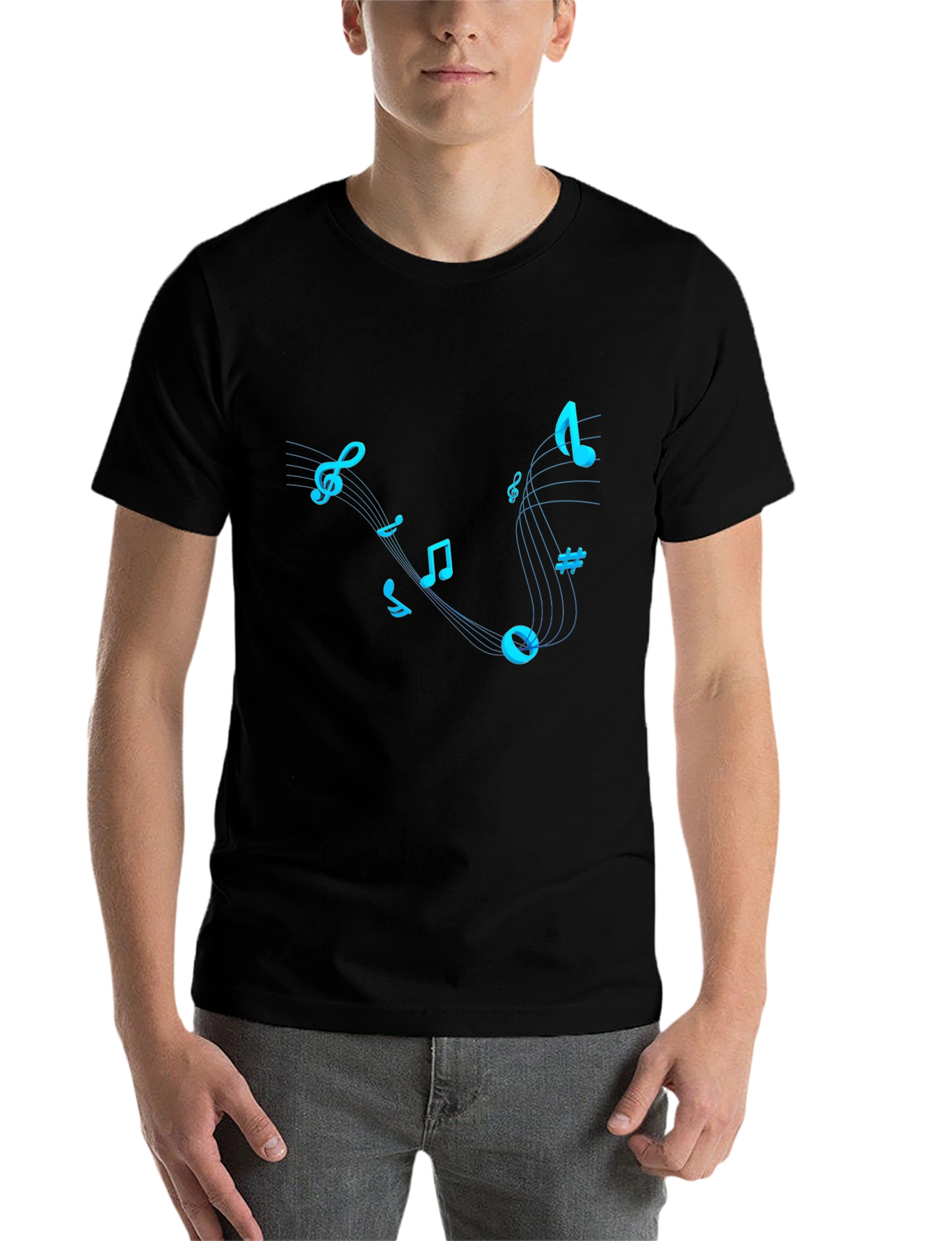 Black Musical Notes Graphic T-Shirt - Trendy Black Tee view 7