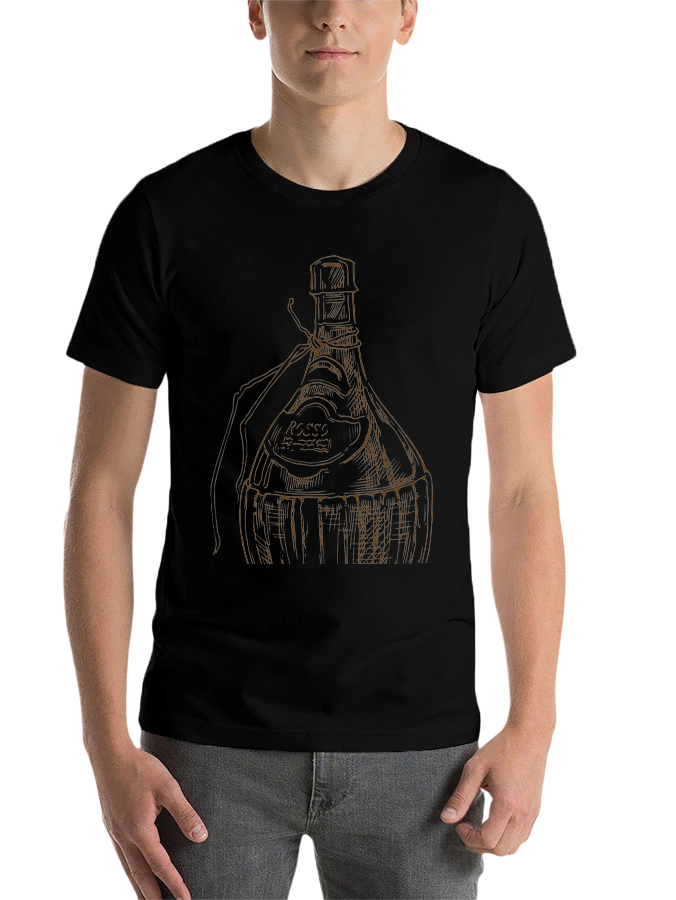 Black Wine Bottle Graphic Tee - Unique Design view 7