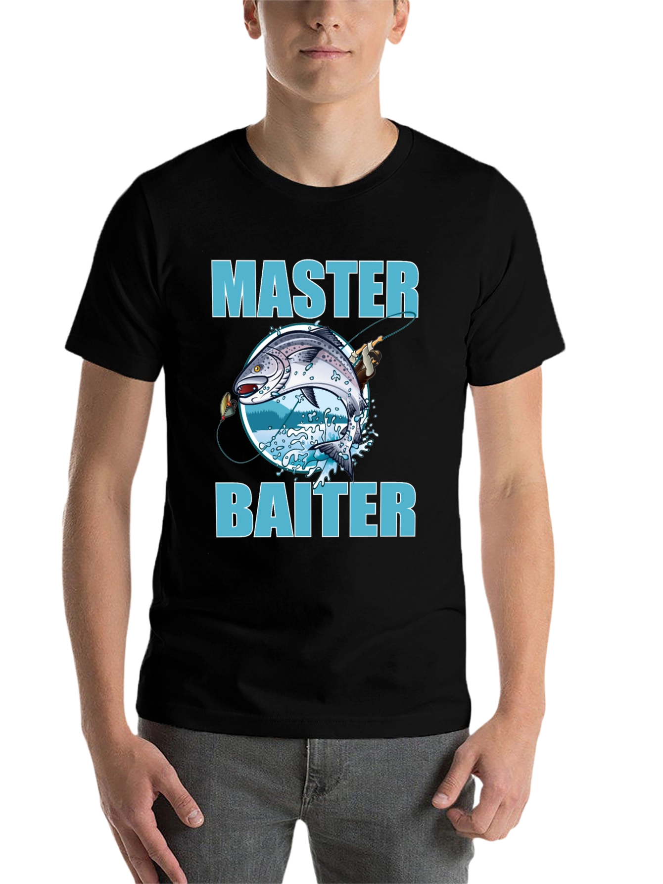 Black Master Baiter Fishing T-Shirt - Funny Fishing Tee view 7