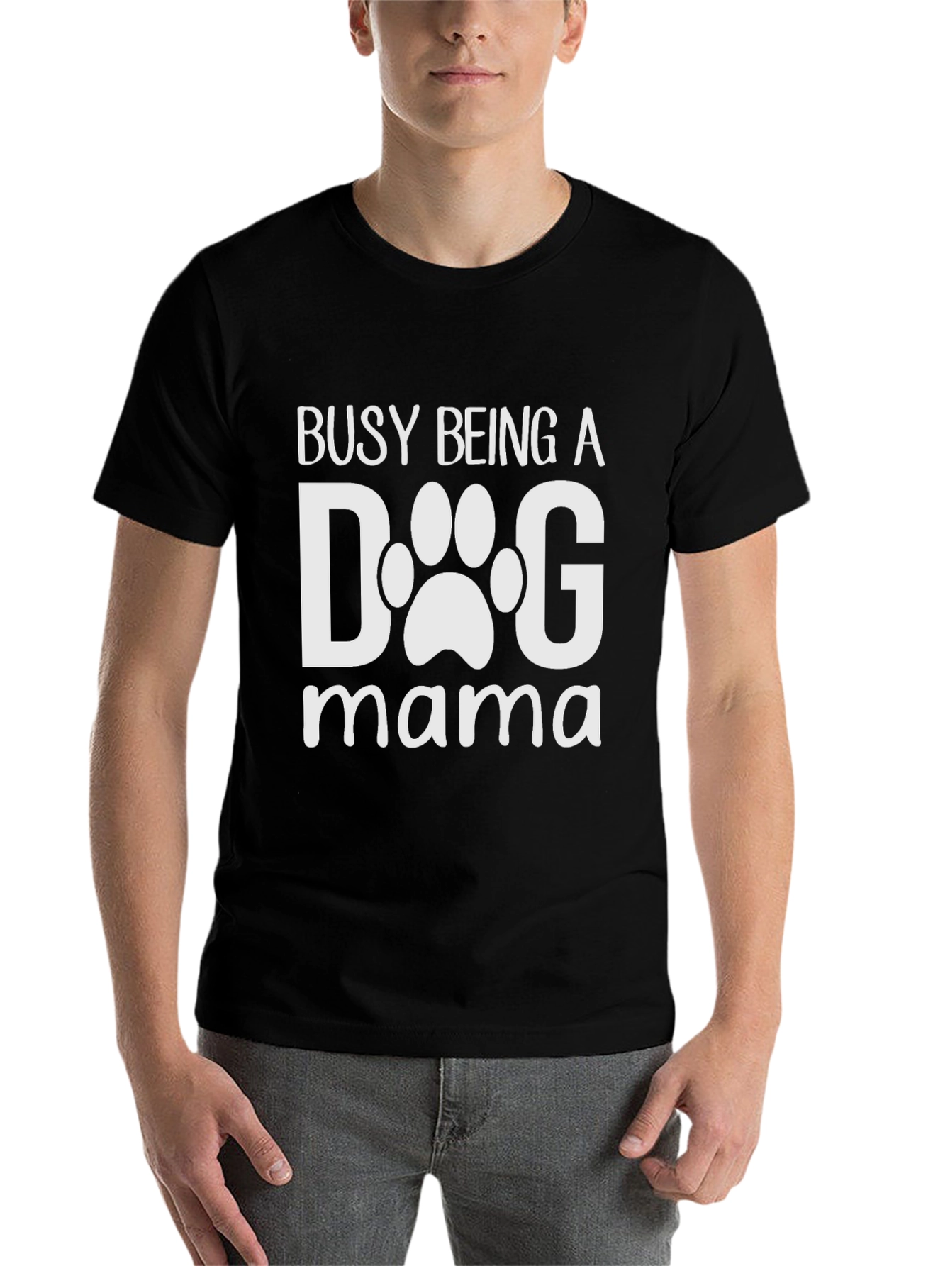 Black Dog Mama T-Shirt - Cute Paw Print Design view 7