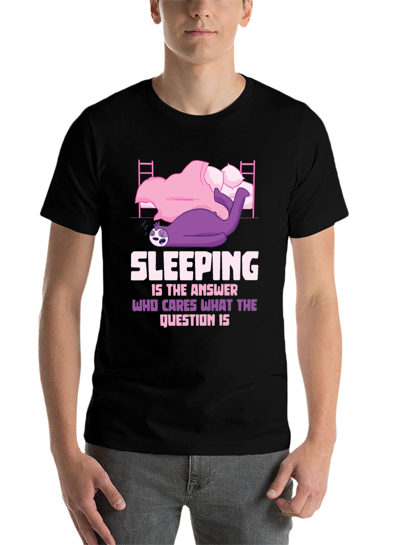 Black Sloth Sleeping T-Shirt - Funny Sleep Lover Tee view 7