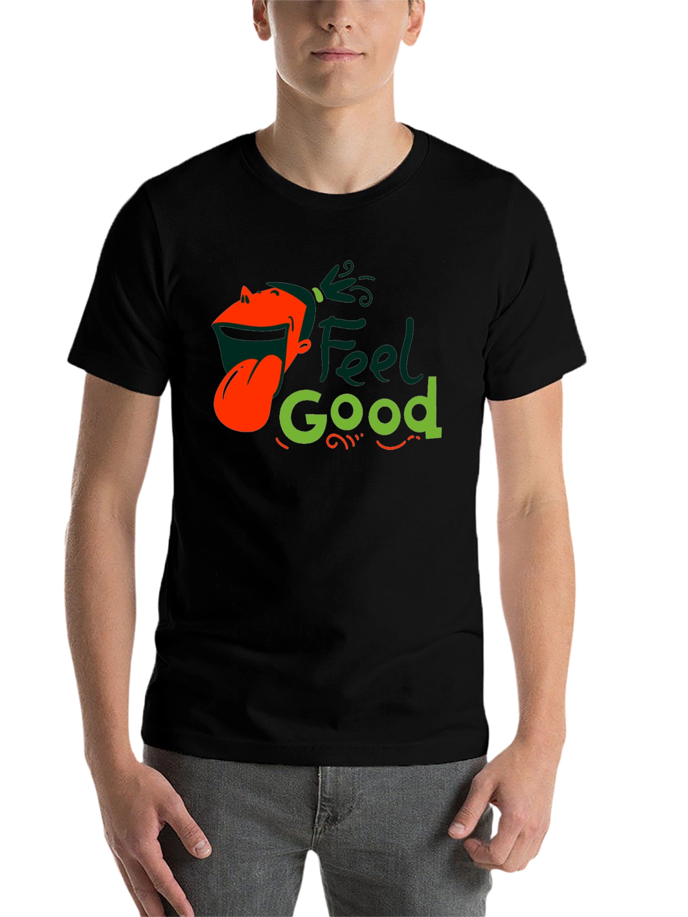 Black Feel Good Graphic Black T-Shirt view 7