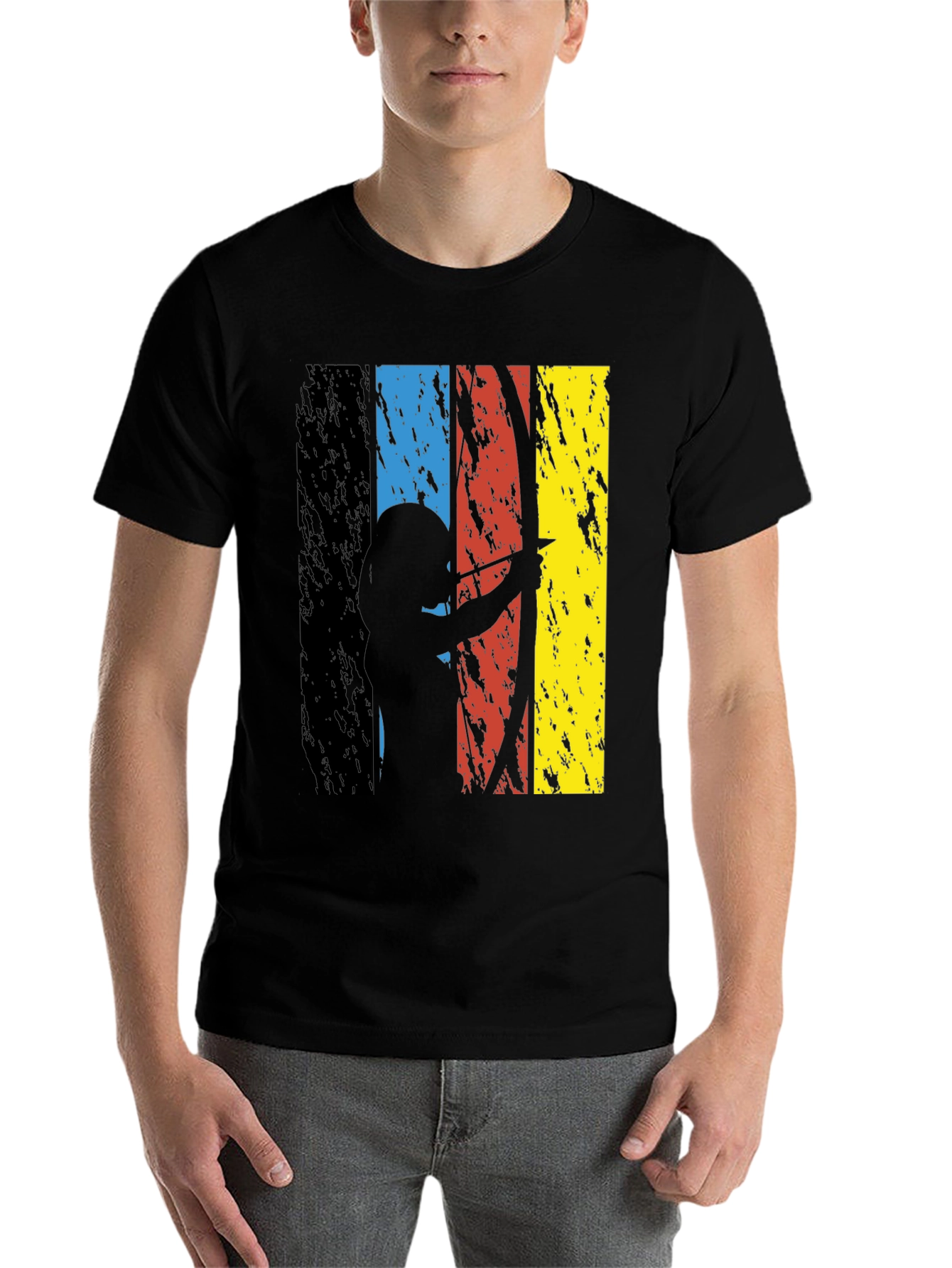 Black Archery Silhouette Graphic Tee - Grunge Style view 7