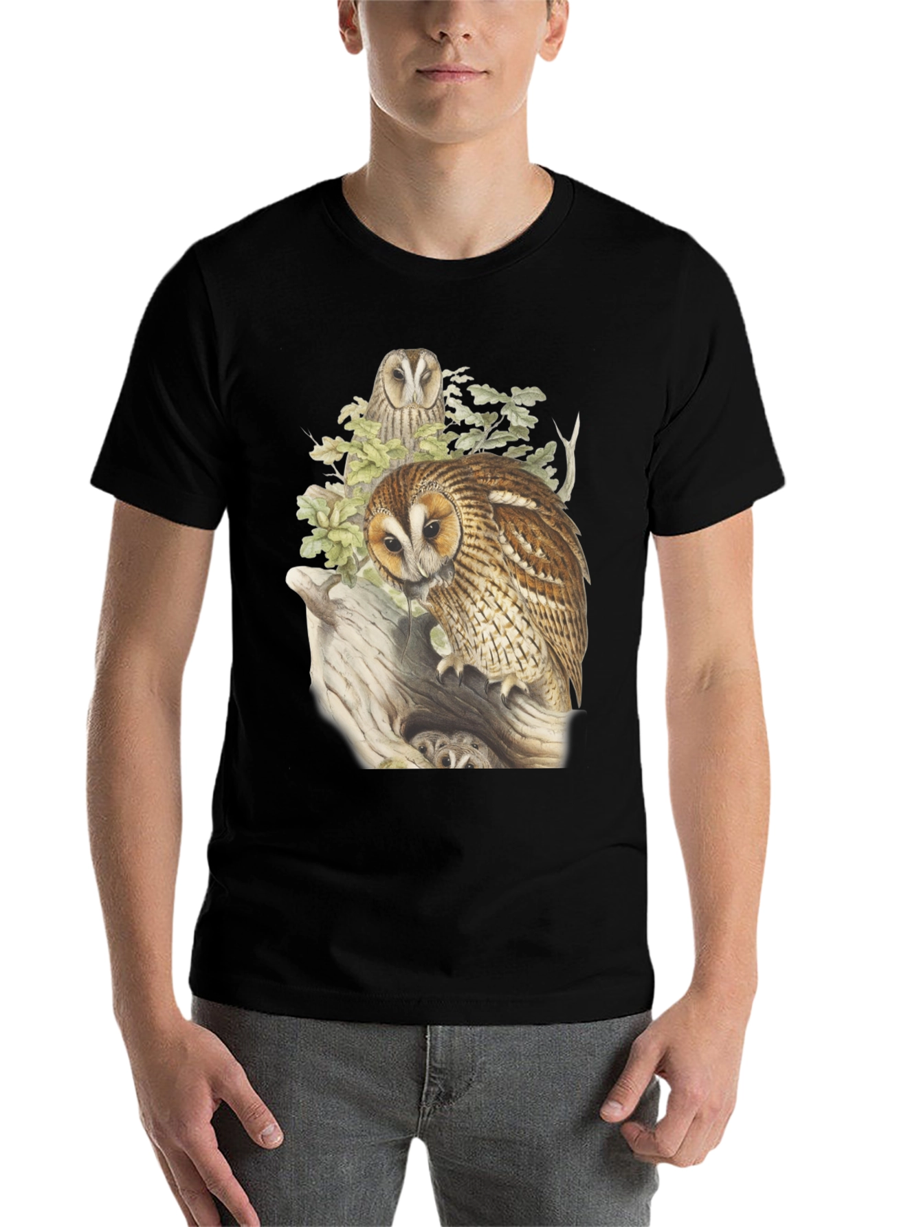 Black Owl Graphic Tee - Nature Inspired Design view 7
