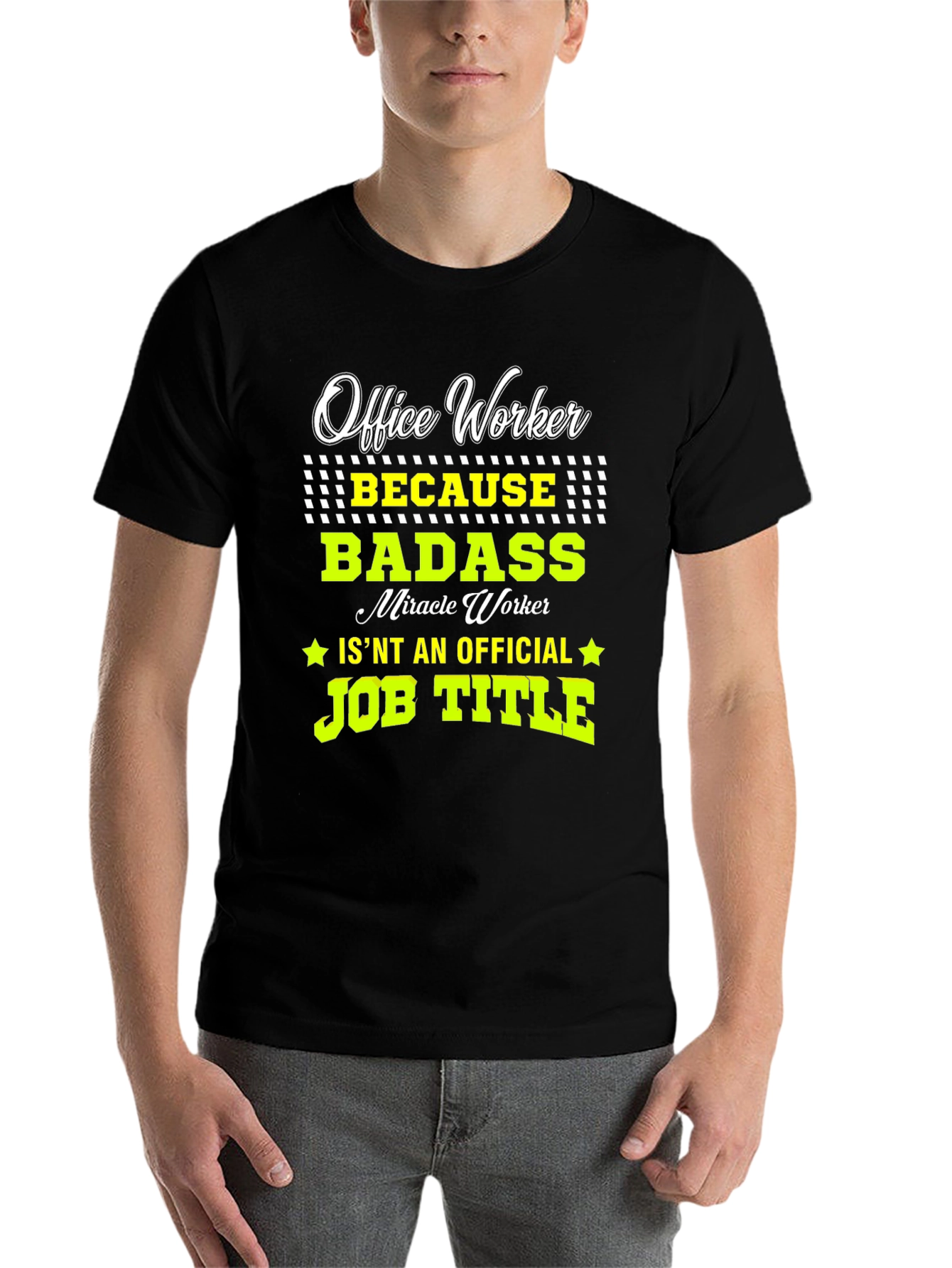 Black Office Worker Badass Job Title Graphic T-Shirt view 7