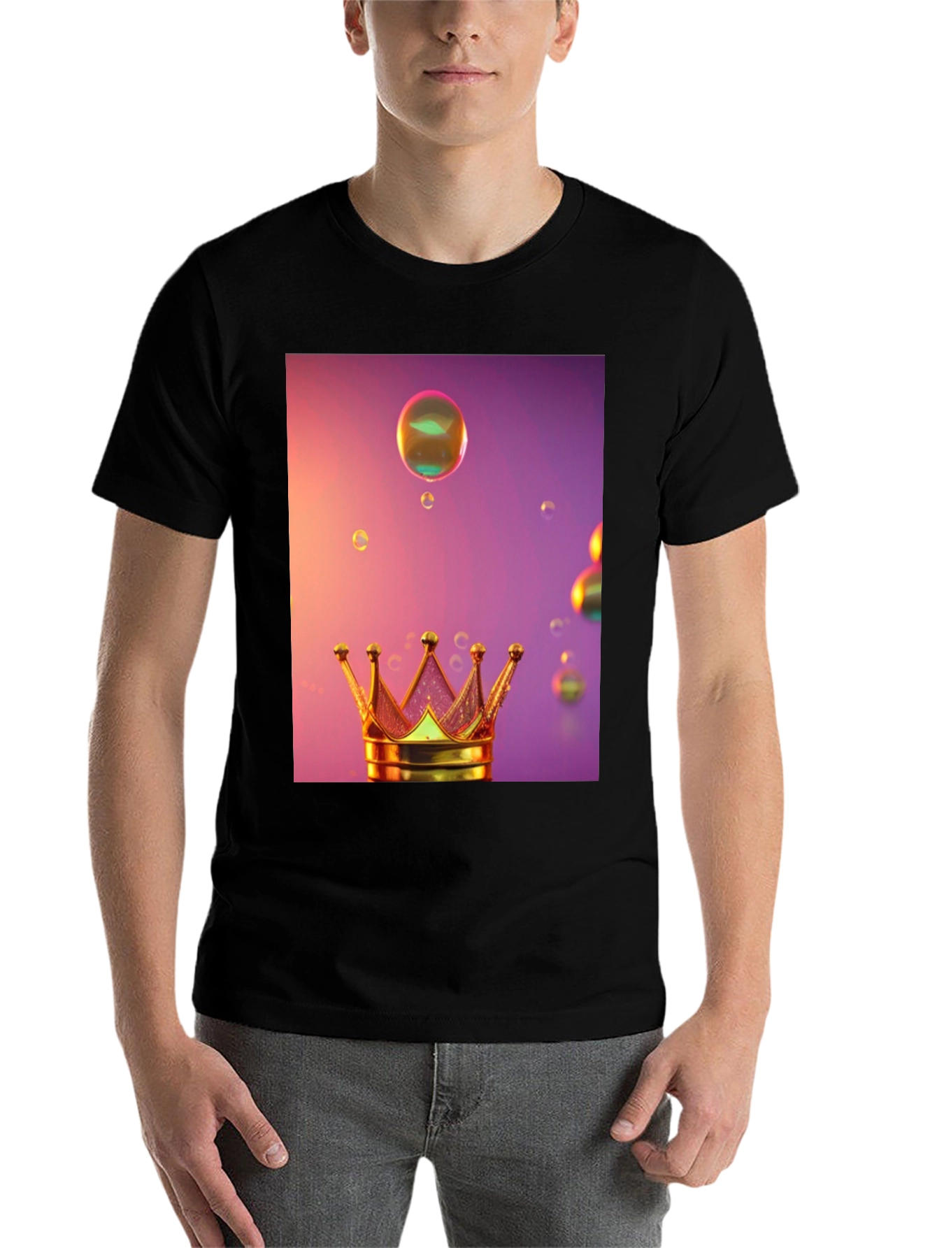Black Crown and Bubbles Graphic Tee view 7