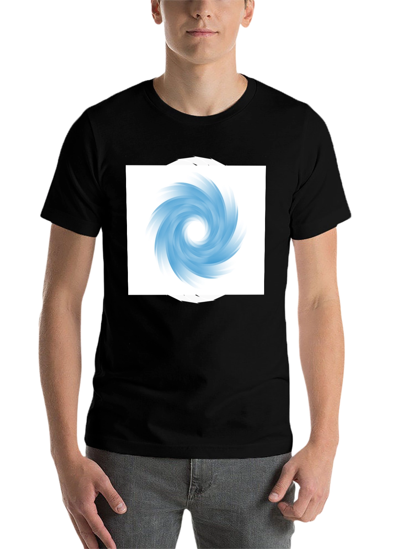 Black Black T-Shirt with Abstract Swirl Design view 7