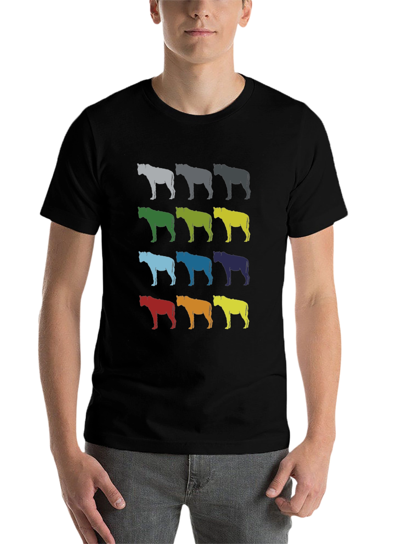 Colorful Bulls Graphic Tee - Stylish Men's Black T-Shirt - 7