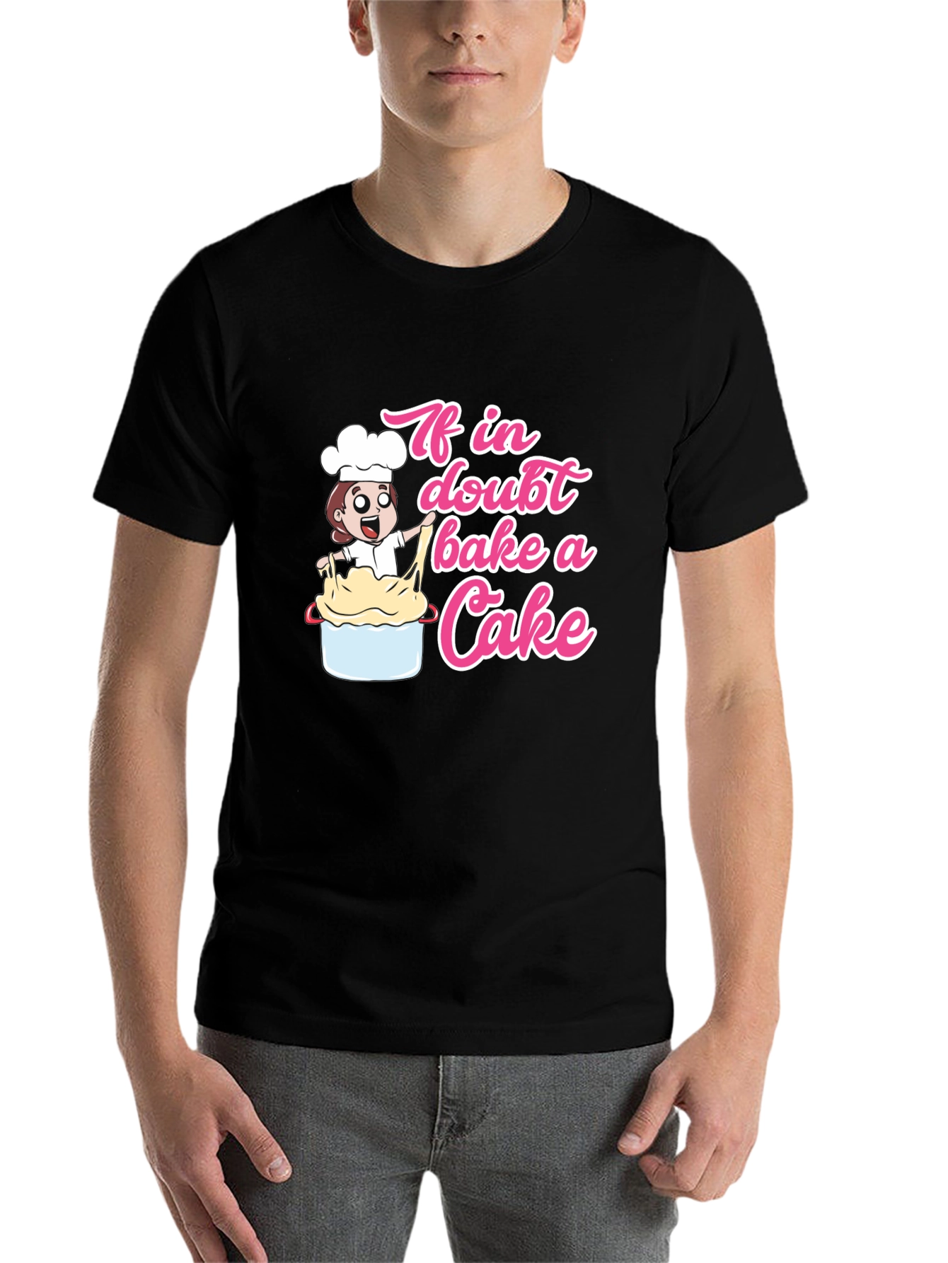 Black If In Doubt, Bake A Cake T-Shirt view 7
