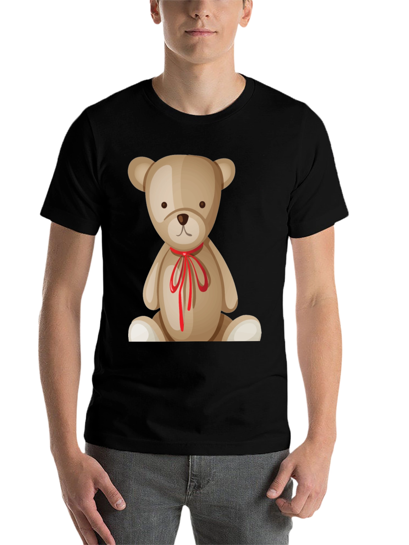 Black Cute Teddy Bear Graphic T-Shirt - Soft Cotton Blend view 7