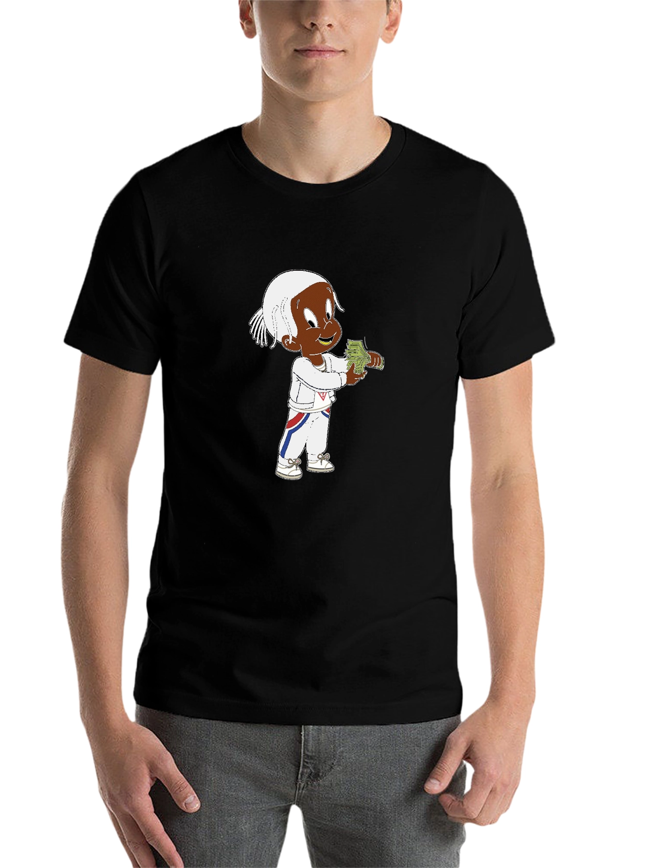 Black Cartoon Character Black T-Shirt view 7