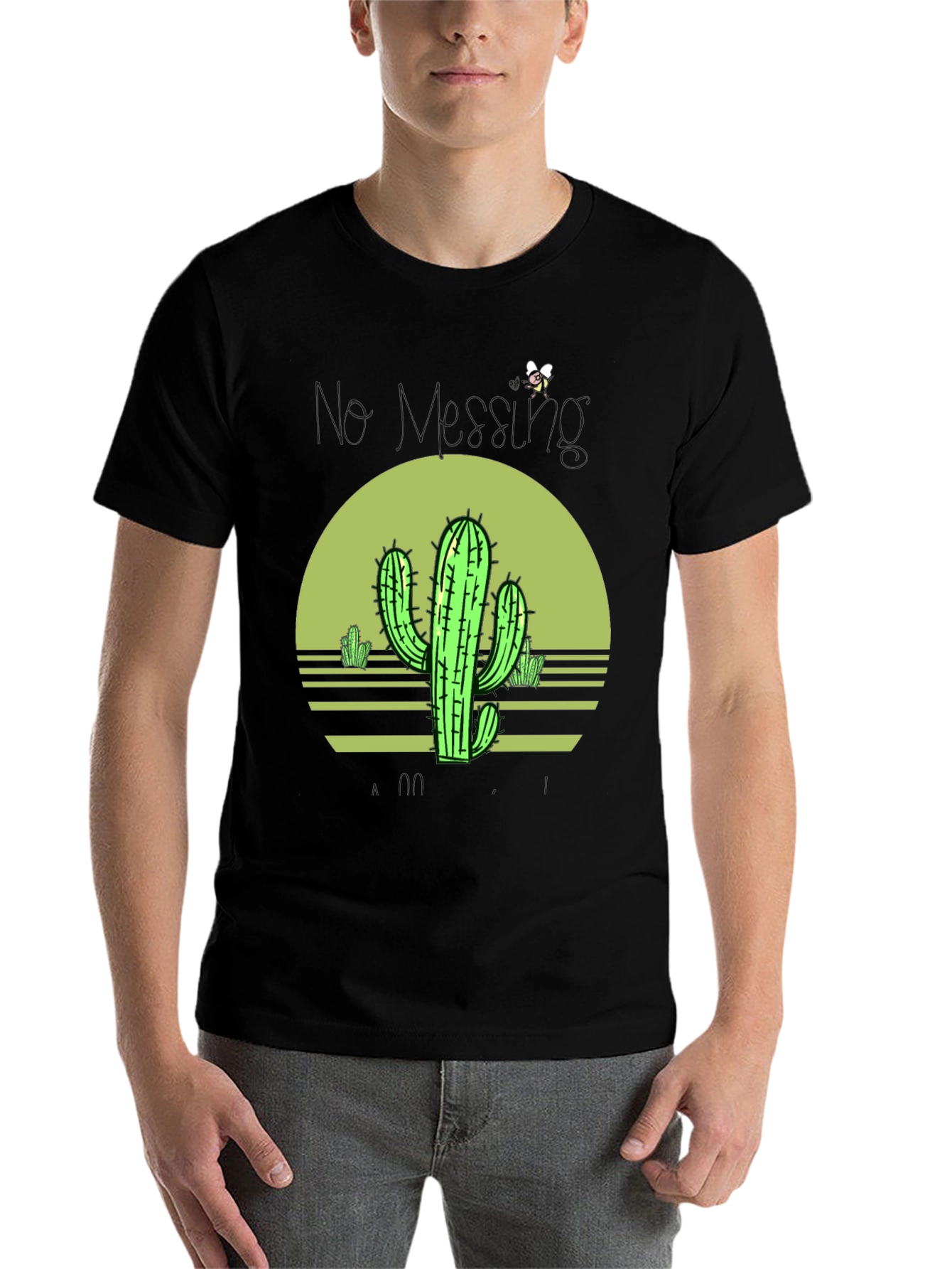 Black Cactus Sunset Graphic Tee - Unisex Black T-Shirt view 7