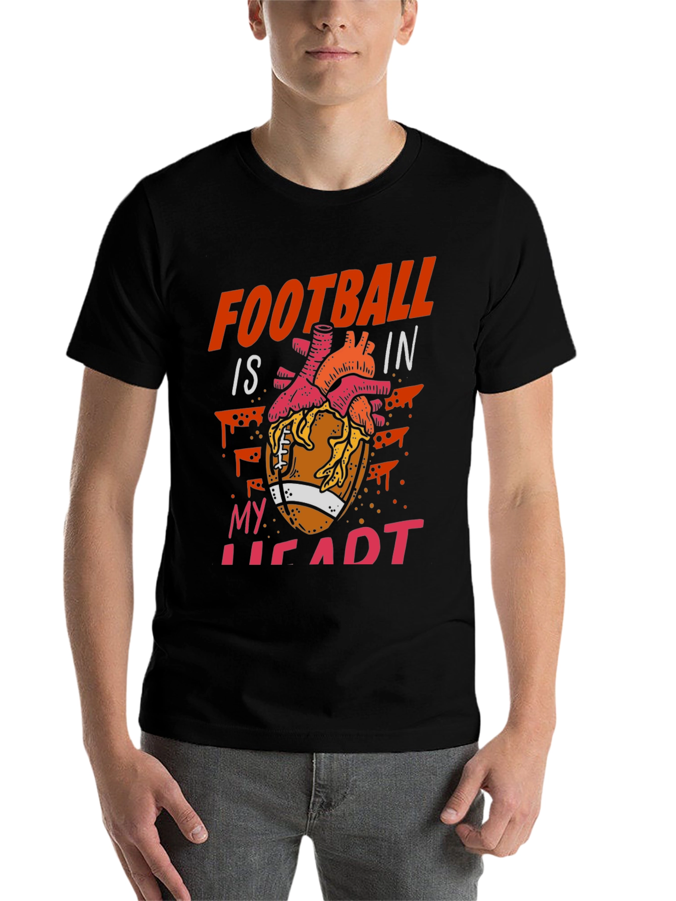 Black Football is in My Heart Graphic Tee view 7