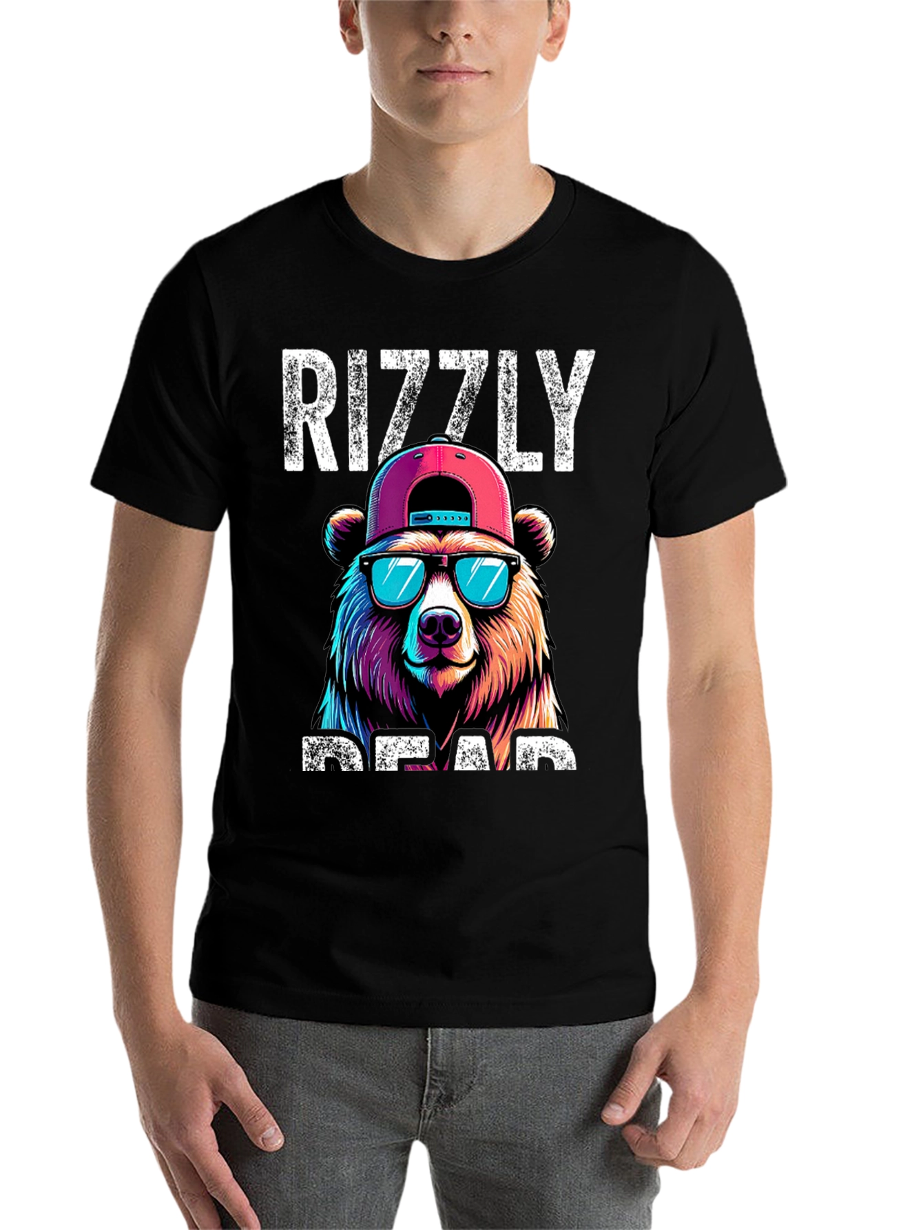 Black Rizzly Bear T-Shirt - Cool Graphic Tee view 7