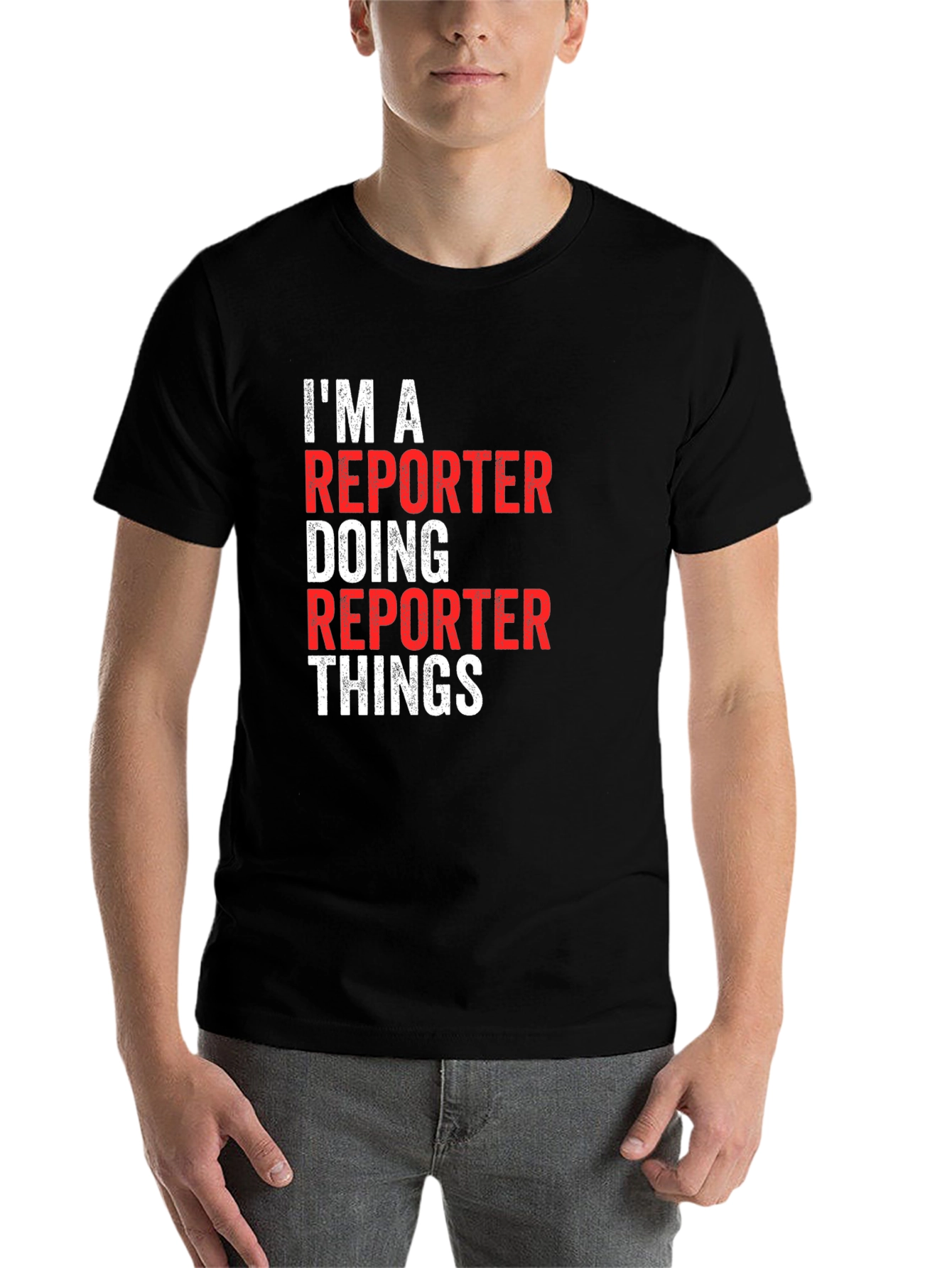Black Reporter T-Shirt - I'm A Reporter Doing Reporter Things view 7