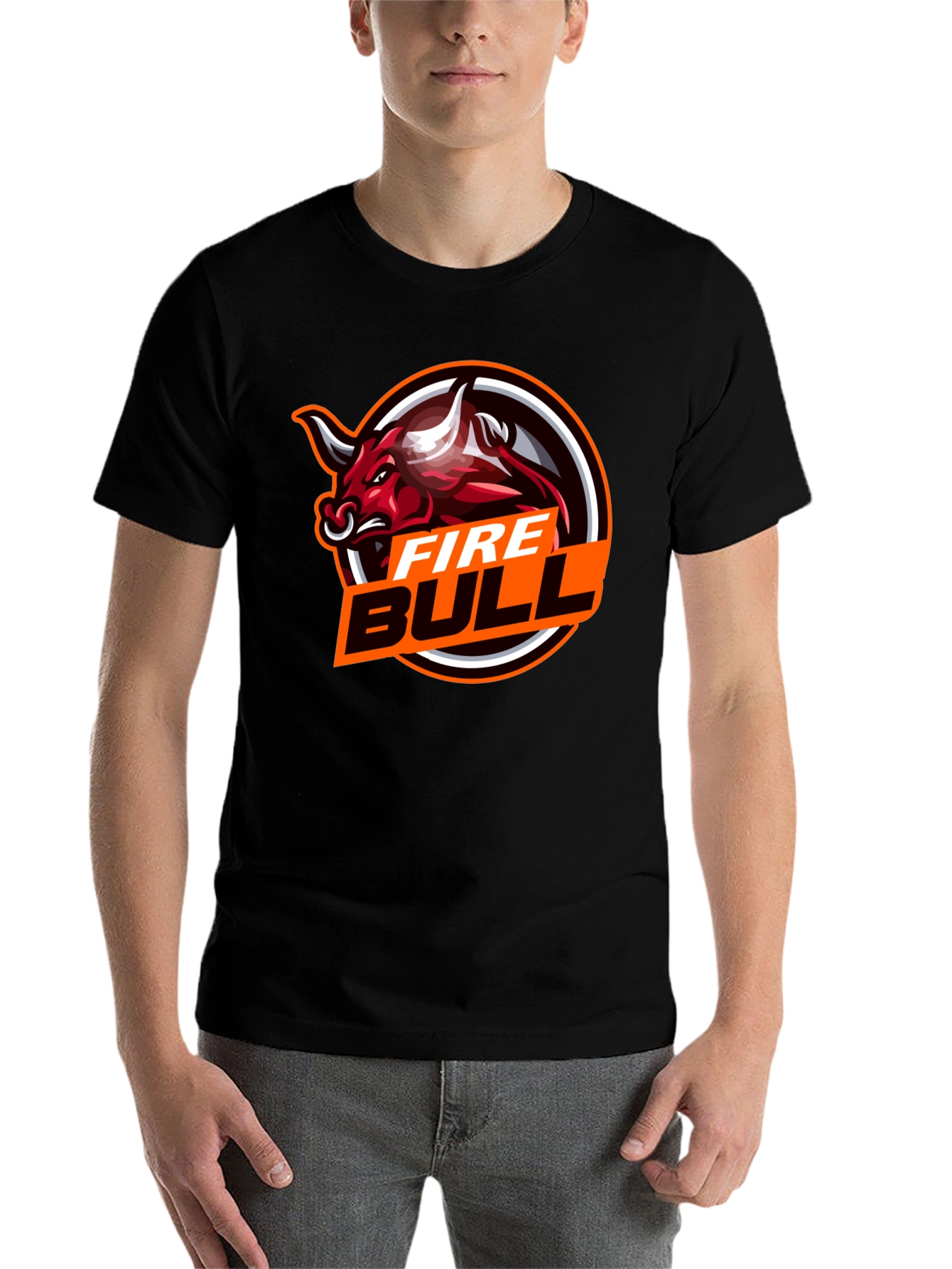 Black Fire Bull Graphic Tee - Black Cotton T-Shirt view 7
