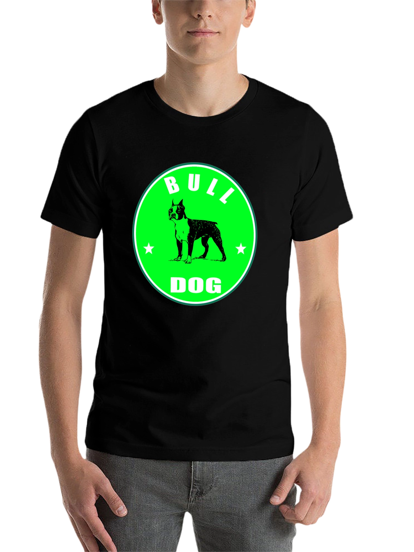 Black Bulldog Graphic Tee - Black Cotton T-Shirt view 7