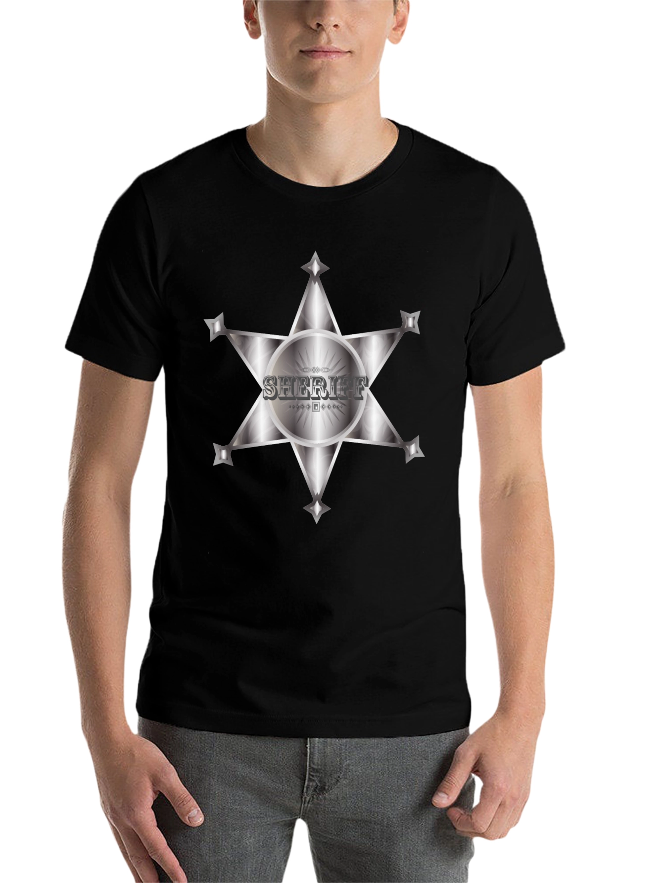 Black Sheriff Badge Graphic T-Shirt - Western Style Tee view 7