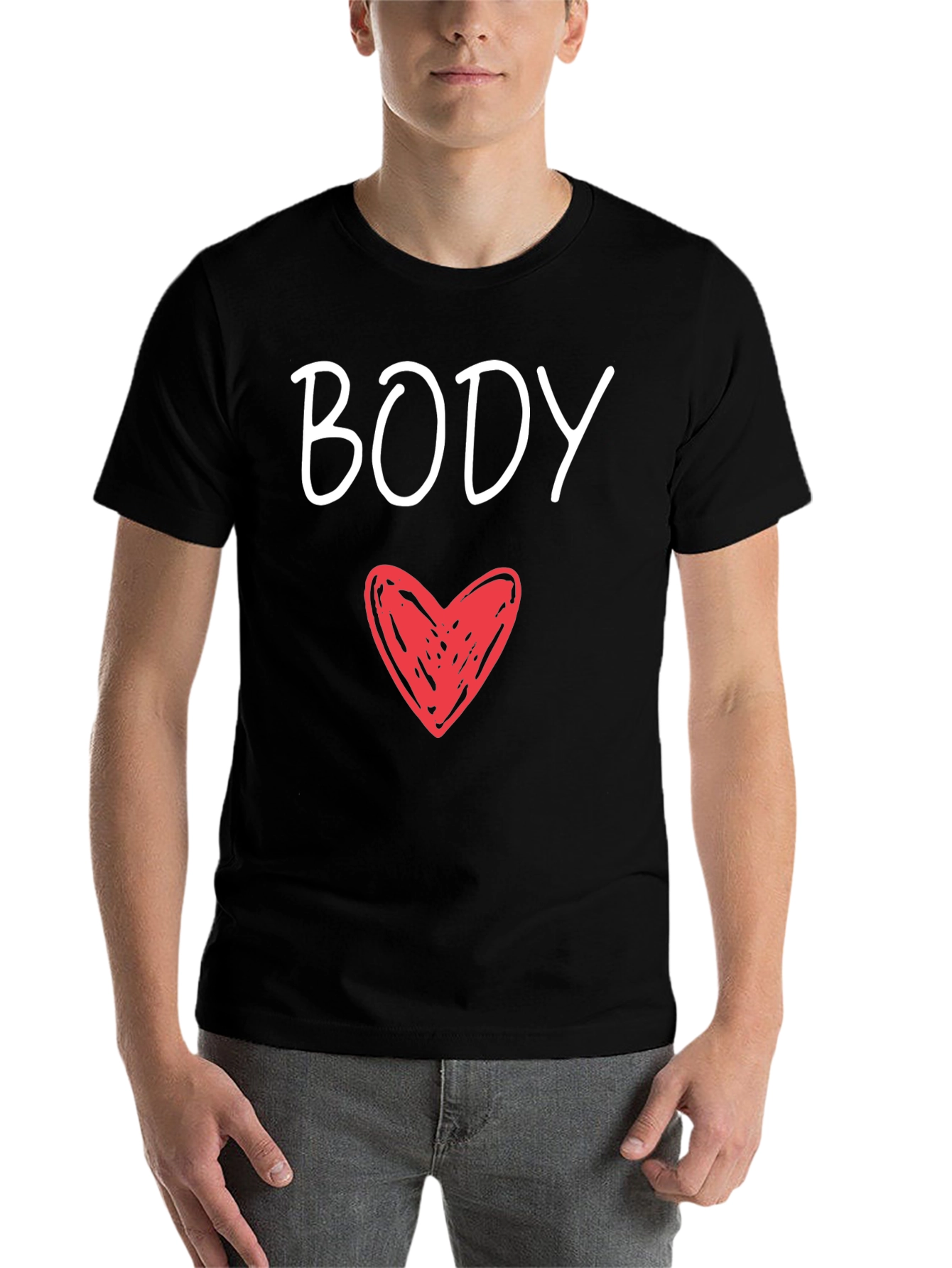 Black Body Heart Graphic Tee - Men's Black T-Shirt view 7