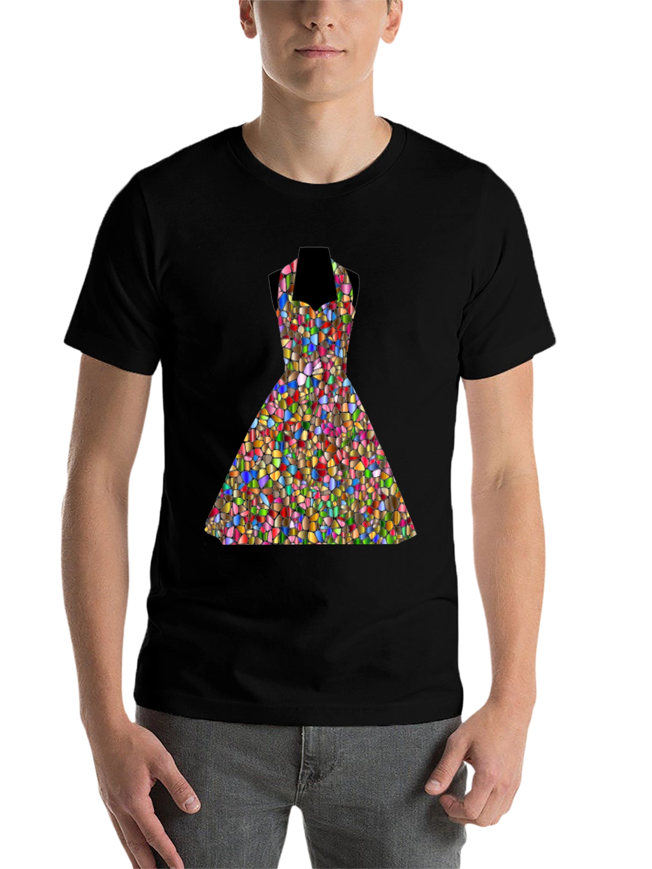 Black Mosaic Dress T-Shirt - Abstract Art Tee view 7
