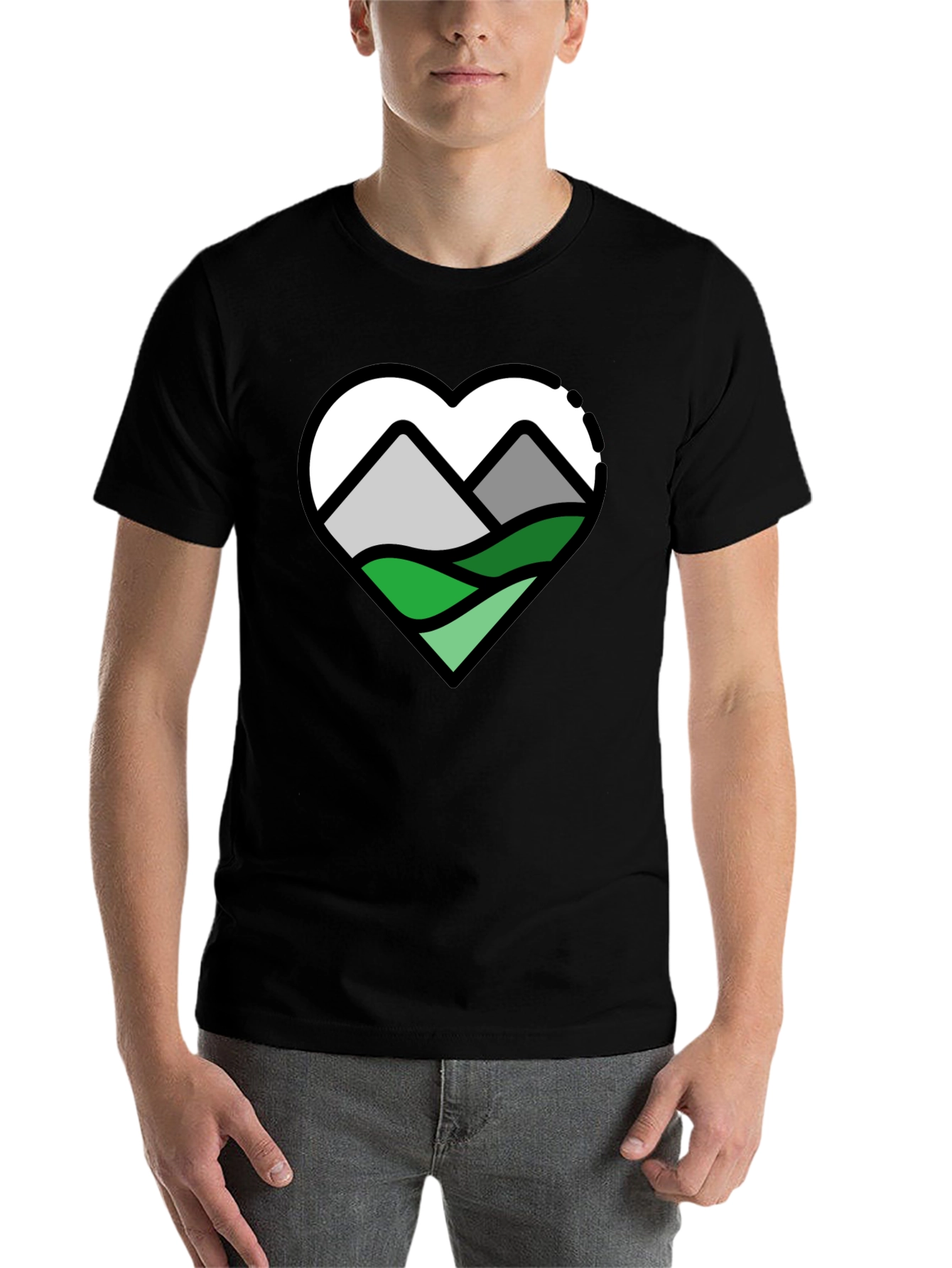 Black Mountain Heart Graphic T-Shirt - Nature Lover Tee view 7