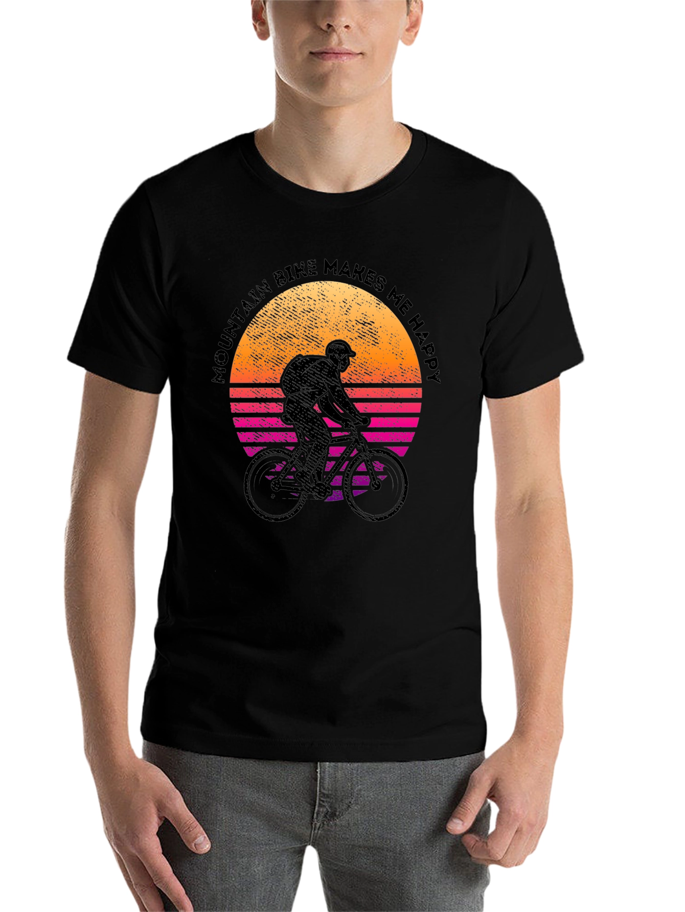 Black Mountain Bike Makes Me Happy Graphic Tee view 7