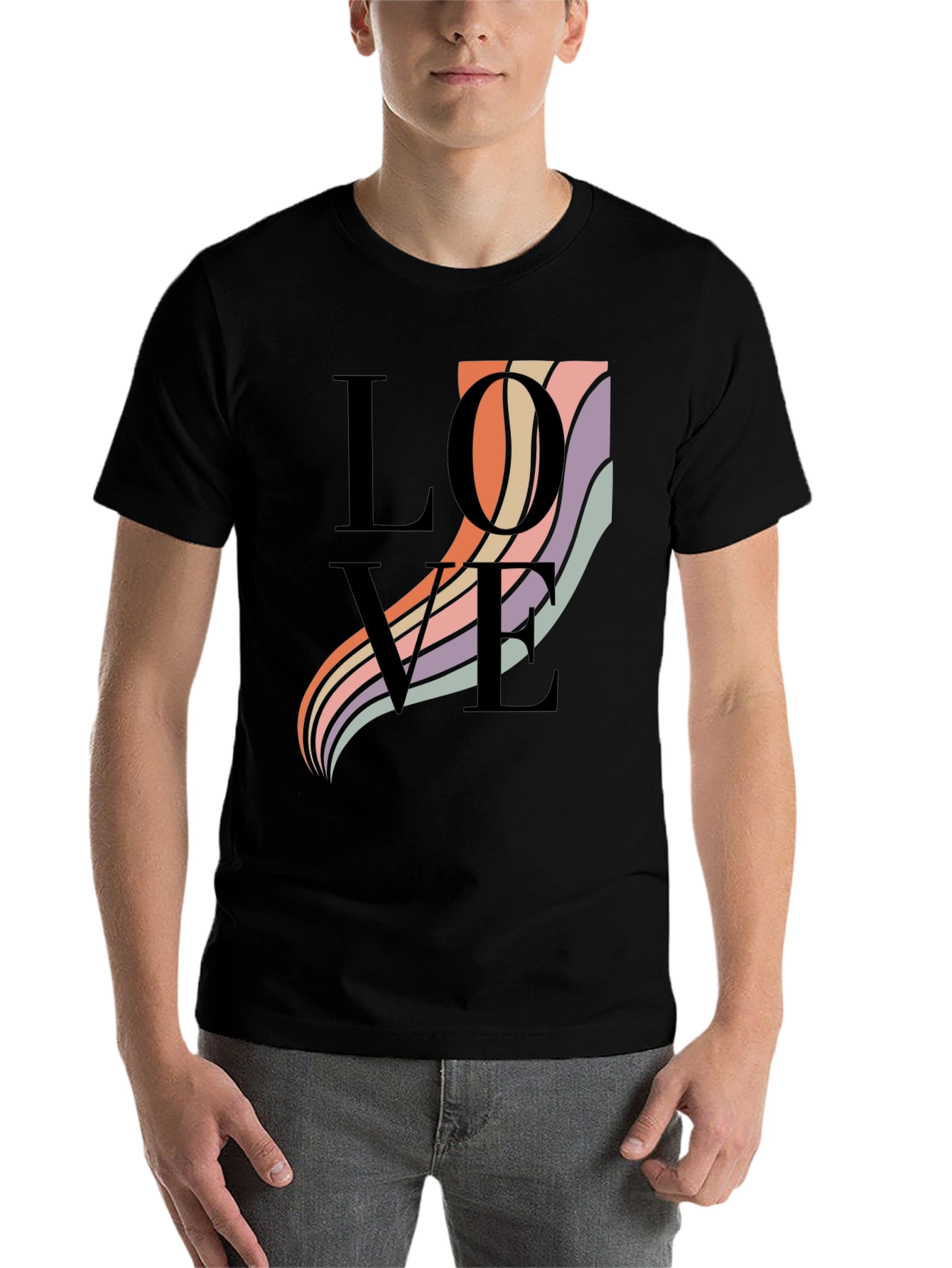 Black Love Waves Graphic T-Shirt - Black view 7
