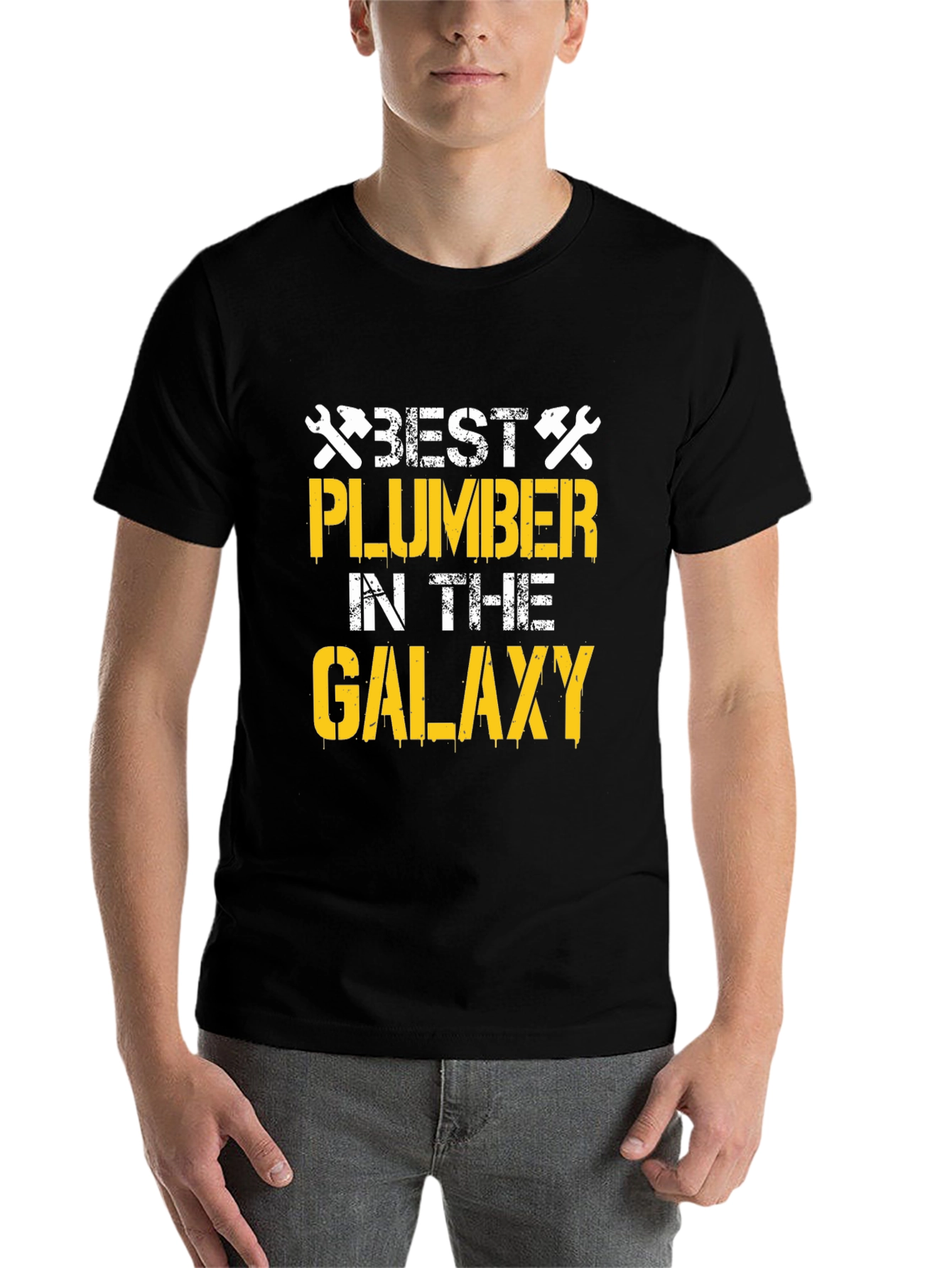 Black Best Plumber in the Galaxy T-Shirt - Cool Plumbing Gift view 7
