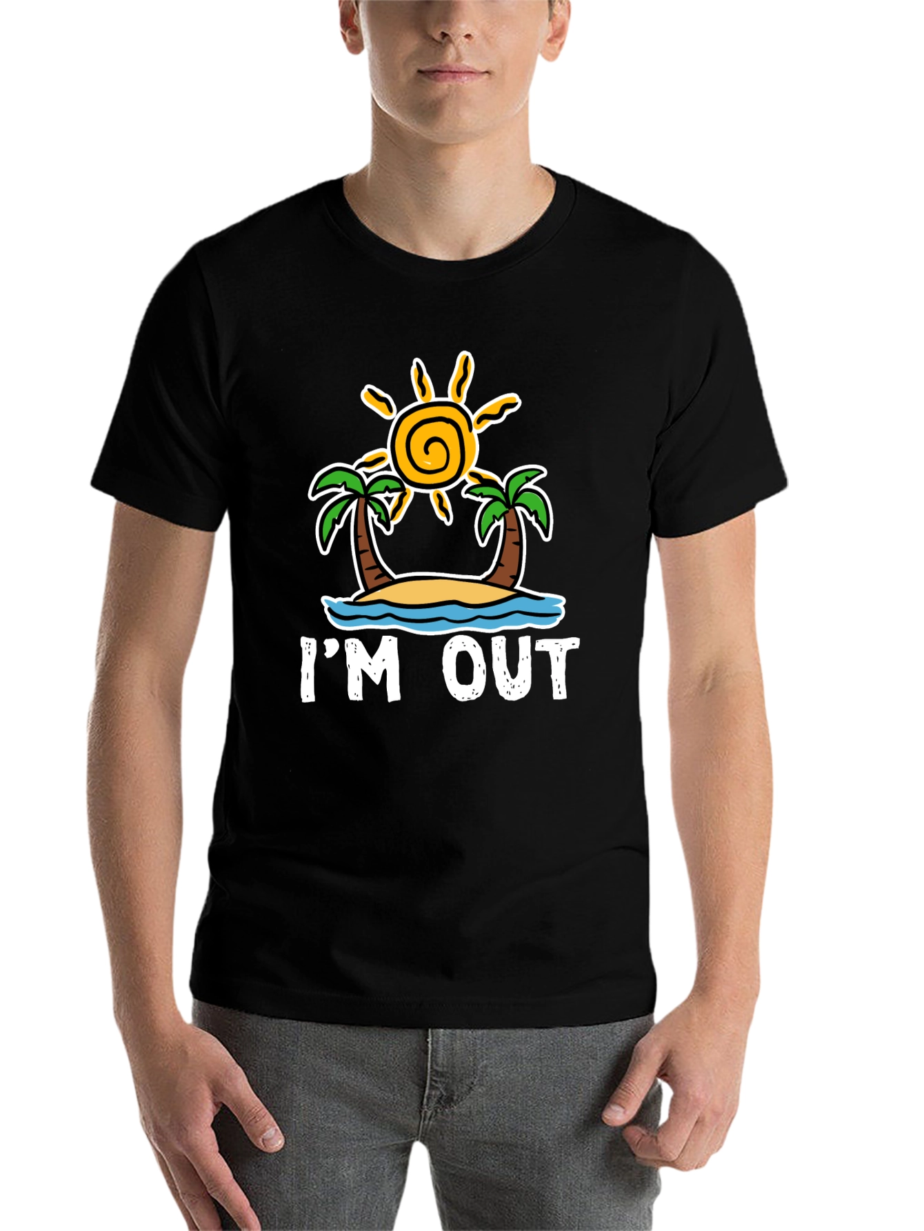 Black I'm Out T-Shirt: Beach Island Getaway Tee view 7