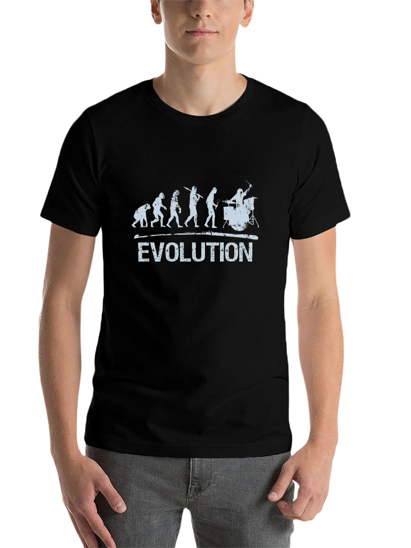 Black Evolution of Drummer T-Shirt - Black Cotton Tee view 7