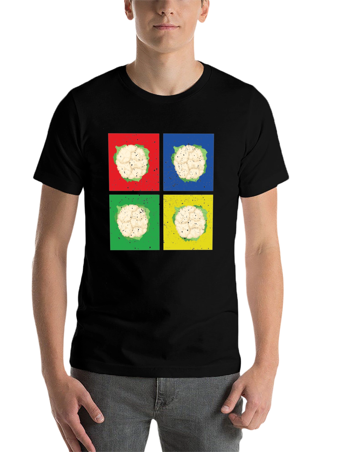Black Cauliflower Pop Art Black T-Shirt view 7