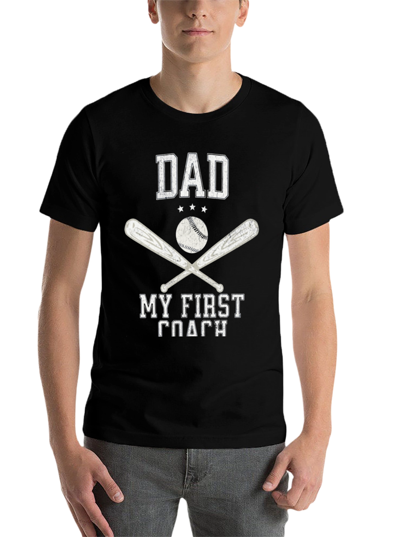 Black Dad My First Coach Baseball T-Shirt view 7